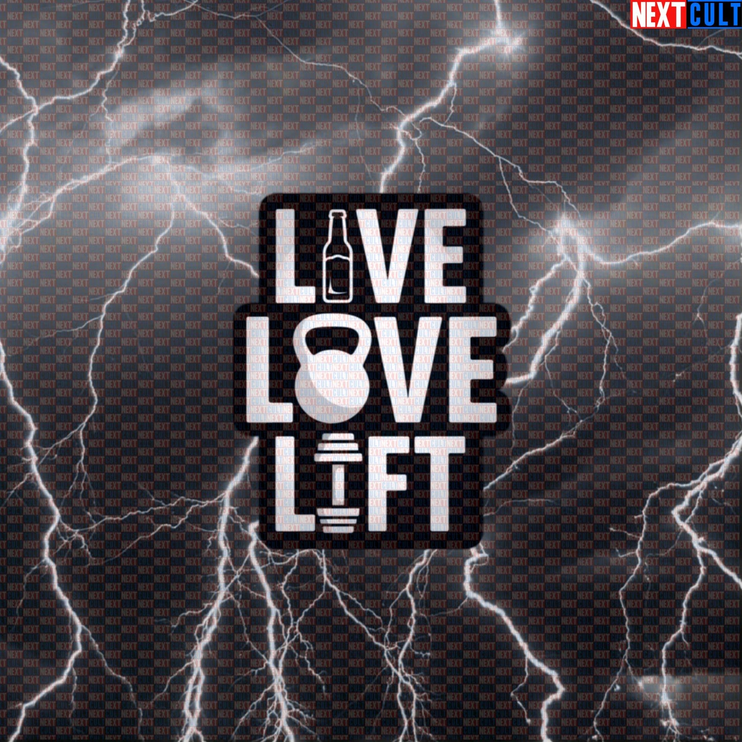 Live Love Lift Funny Gym Sticker Decal for Water Bottles Laptops Gym Gear Workout Motivation Meme Default Title Beer Bodybuilding Fitness Gym Kettlebell Workout Next Cult Brand