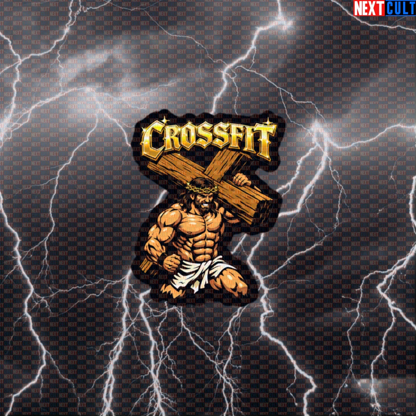 CrossFit Jesus Christ Carrying Cross Funny Gym Sticker – Workout Fitness Lifting Bodybuilding Powerlifting Meme Decal Default Title CrossFit Easter Functional Fitness Gym Jesus Workout Next Cult Brand