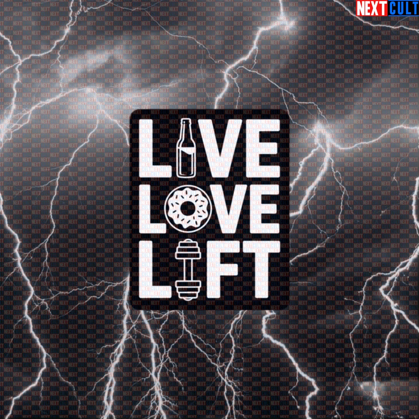Live Love Lift Funny Gym Sticker Decal for Water Bottles Laptops Gym Gear Workout Motivation Fans Default Title Beer Bodybuilding Donuts Fast Food Fitness Gym Workout Next Cult Brand