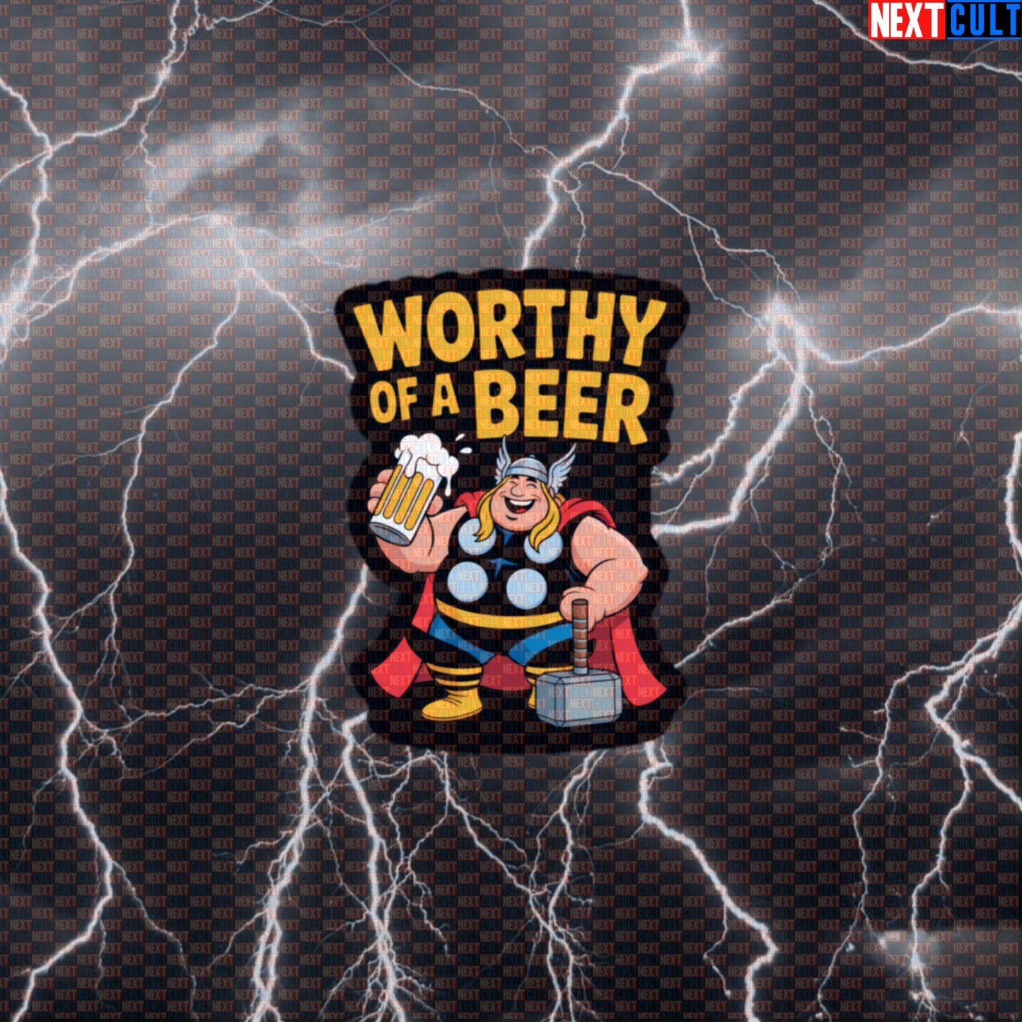 Worthy of a Beer Funny Gym Sticker Thor Fitness Meme Decal for Water Bottles Laptops Gym Gear Default Title Stickers Next Cult Brand