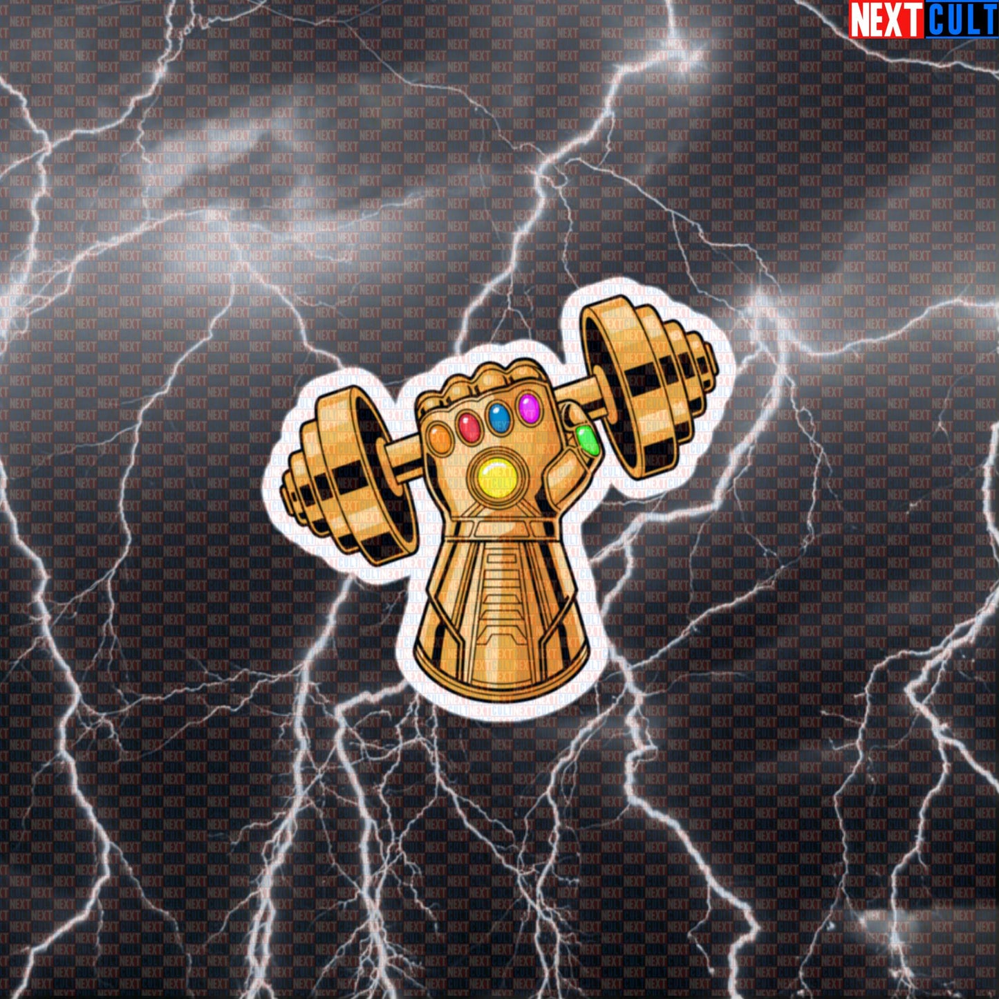 Dumbbell Gauntlet Funny Gym Sticker Decal for Water Bottles Laptops Gym Gear Thanos Infinity Gauntlet Fans Default Title Stickers Next Cult Brand