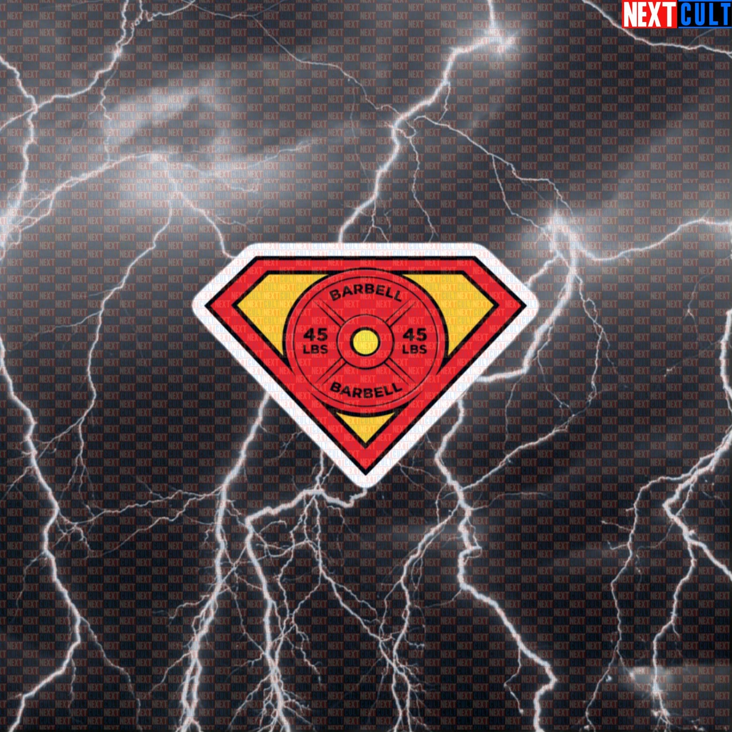 Superman Barbell Weight Plate Logo Funny Gym Sticker – Superhero Workout Sticker Fitness Bodybuilding Powerlifting Meme Decal Default Title Stickers Next Cult Brand
