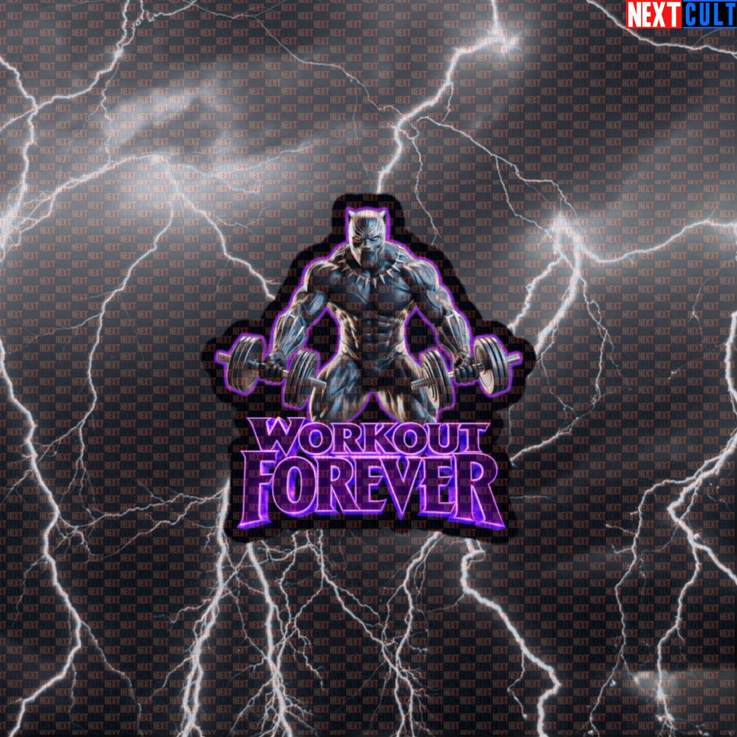 Workout Forever Black Panther Funny Gym Sticker Workout Sticker Fitness Bodybuilding Powerlifting Meme Decal Default Title Stickers Next Cult Brand