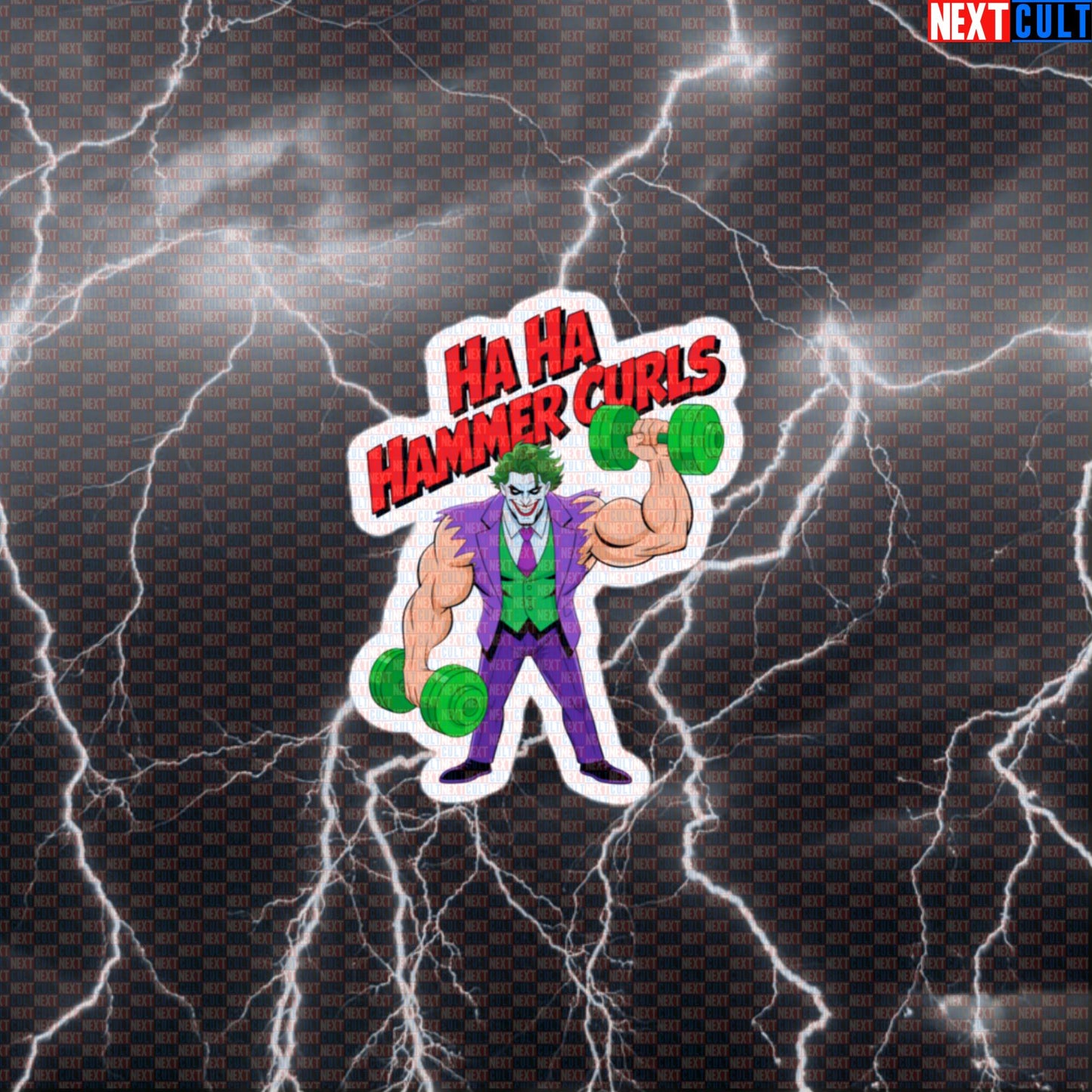 Ha Ha Hammer Curls Joker Gym Sticker Funny Workout Sticker Villain Meme Decal Gym Sticker Default Title Stickers Next Cult Brand