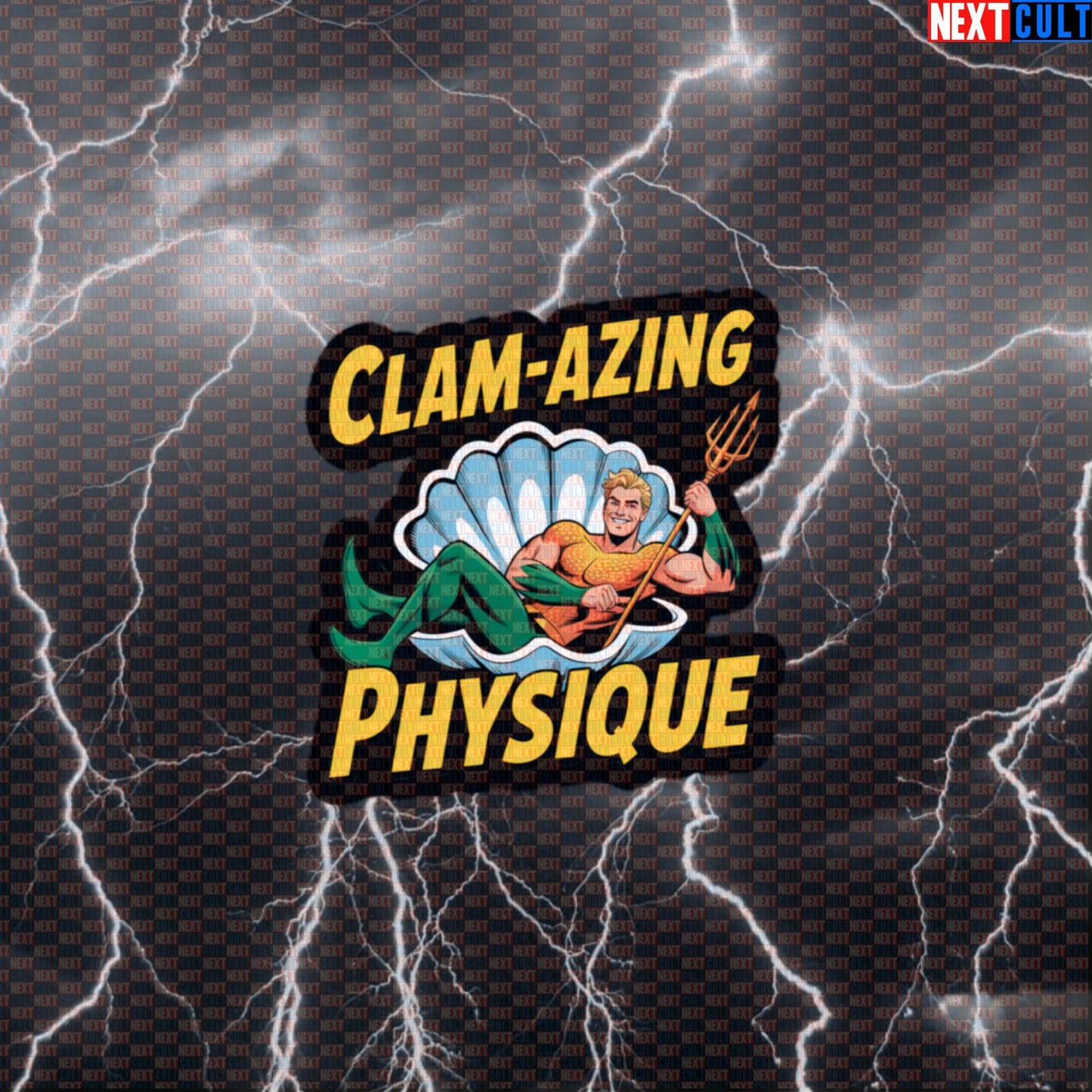 Clam-Azing Physique Funny Gym Sticker Aquaman Workout Decal for Water Bottle Laptop Gym Gear Default Title Stickers Next Cult Brand