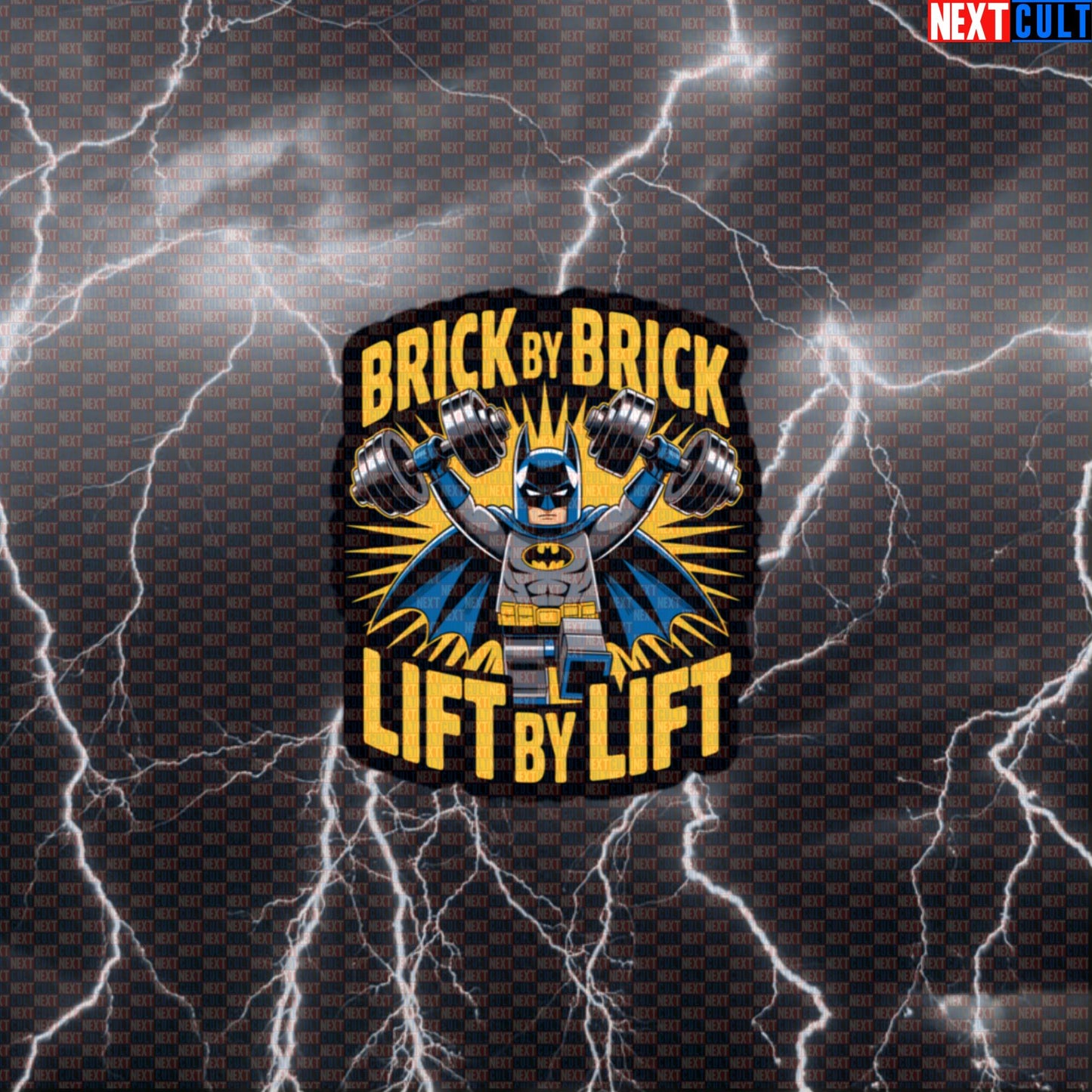 Funny LEGO Batman Gym Sticker Brick by Brick Lift by Lift Workout Sticker Decal for Gym Bros Fitness Meme Lovers Default Title Stickers Next Cult Brand