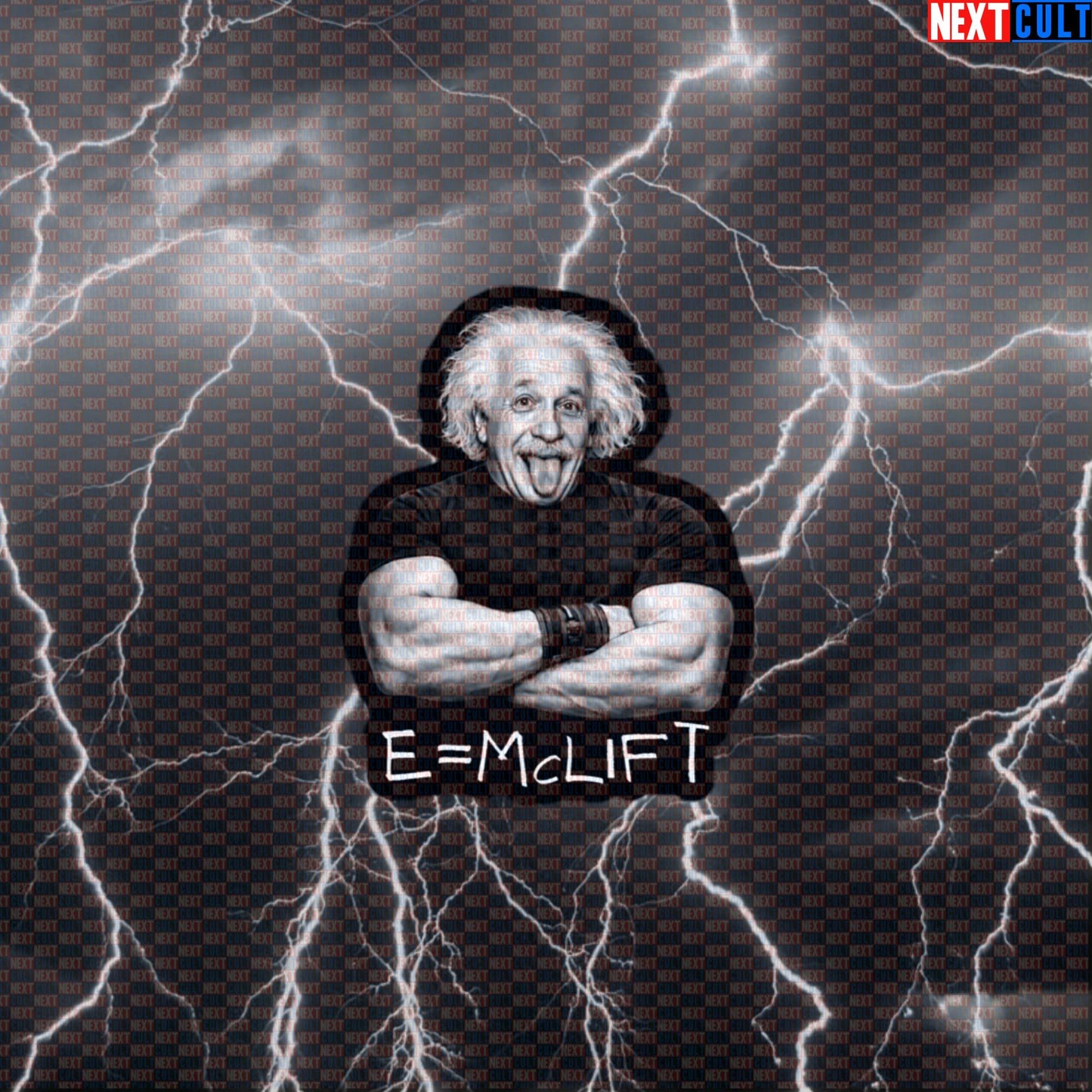 E=mclift Funny Gym Sticker Albert Einstein Science Based Lifting Bro Science Workout Sticker Decal Default Title Stickers Next Cult Brand