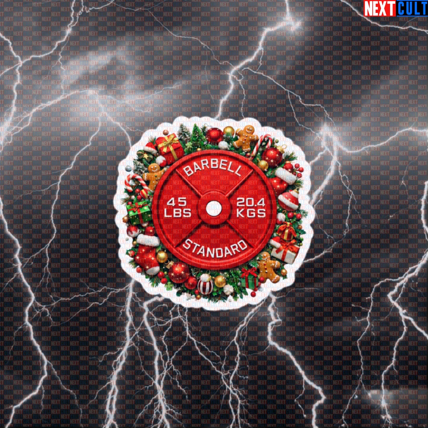 Christmas & Weights 45LB Plate Funny Gym Sticker Holiday Workout Sticker Christmas Fitness Decal Default Title Stickers Next Cult Brand