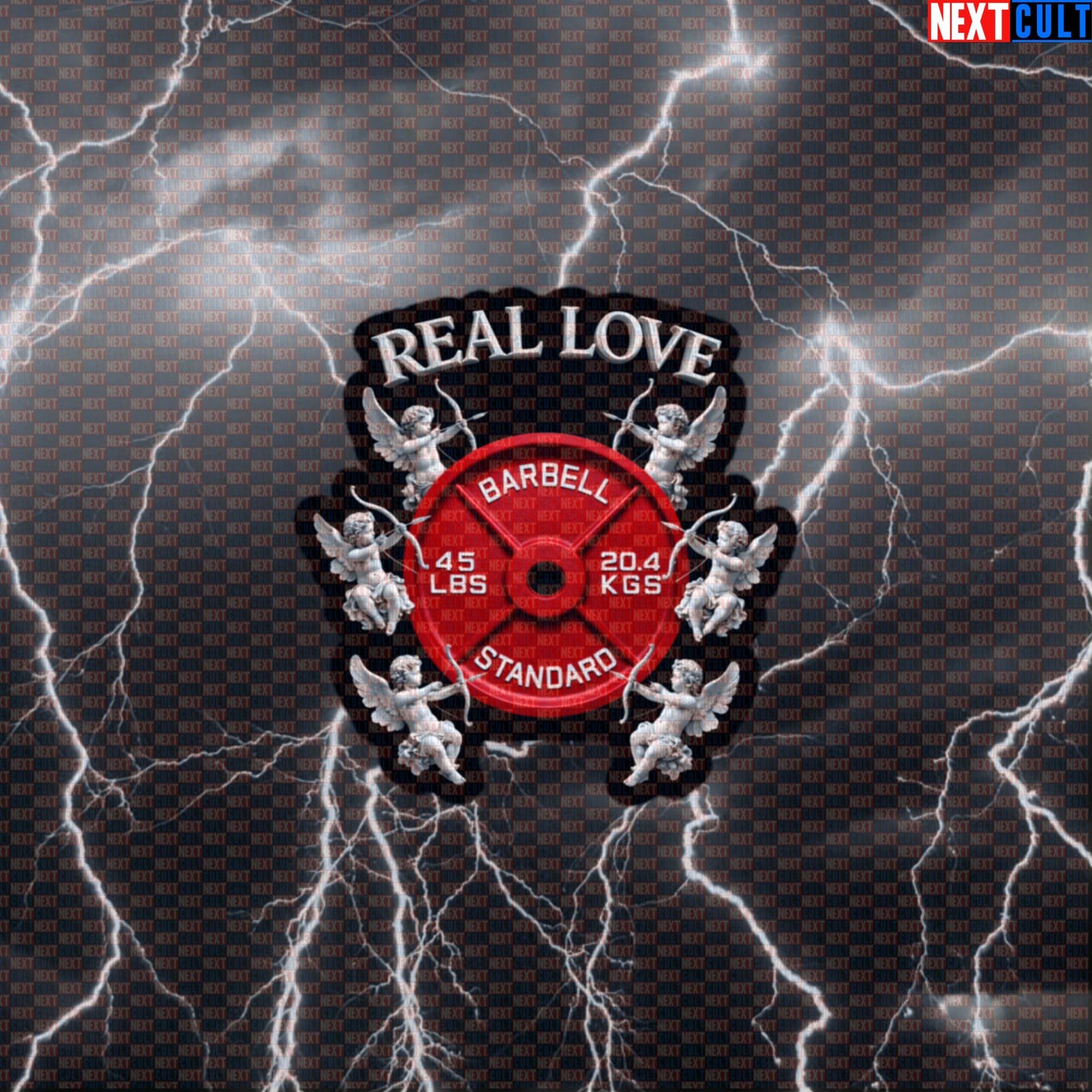 Real Love Valentine’s Day & Weights 45LB Plate Cupid Funny Gym Sticker Romantic Workout Sticker Default Title Stickers Next Cult Brand