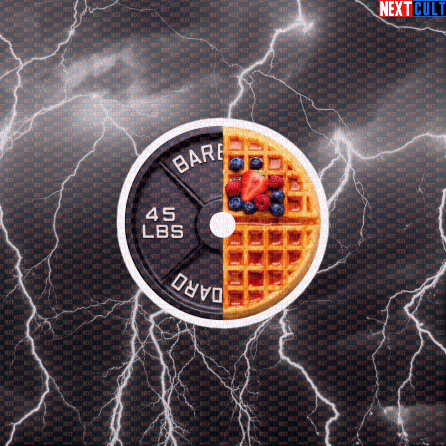 Waffles Weight Plate Funny Gym Sticker 45LB Plate Waffles & Weights Breakfast Workout Sticker Decal Default Title Stickers Next Cult Brand