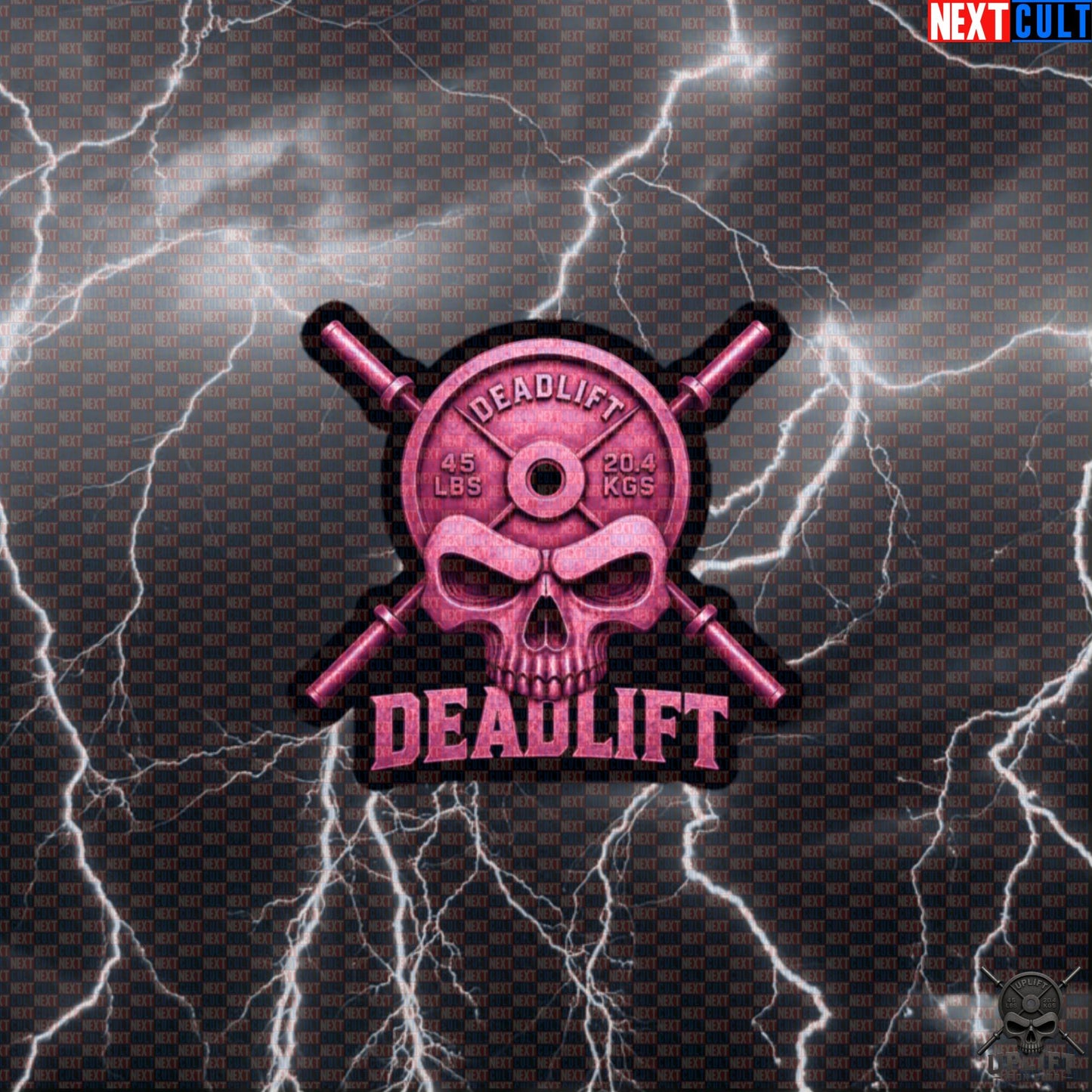 Deadlift Skull Sticker Pink Heavy Metal Gym Decal for Powerlifting Leg Day Lifters Default Title Stickers Next Cult Brand