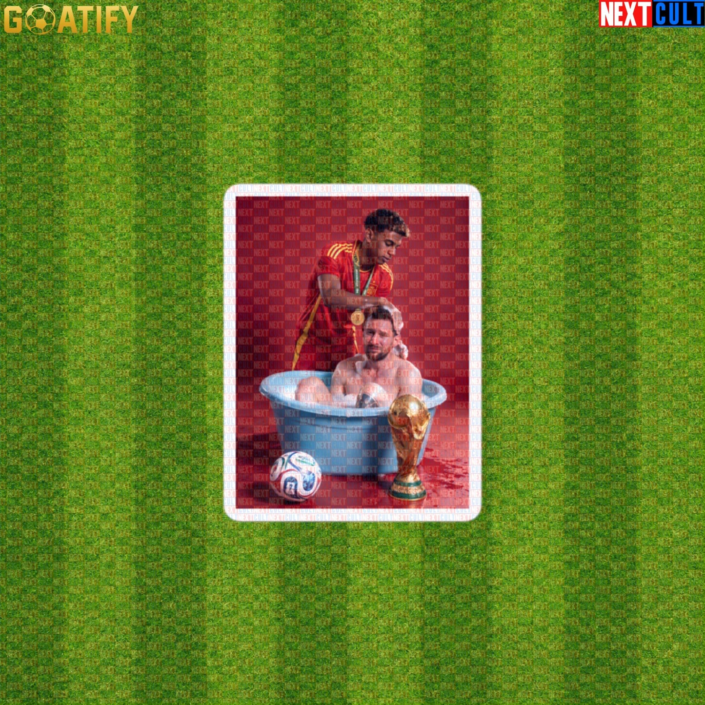 Lamine Yamal Sticker – Messi Bath Photo Parody Decal for World Cup and Barcelona Fans Default Title Stickers Next Cult Brand