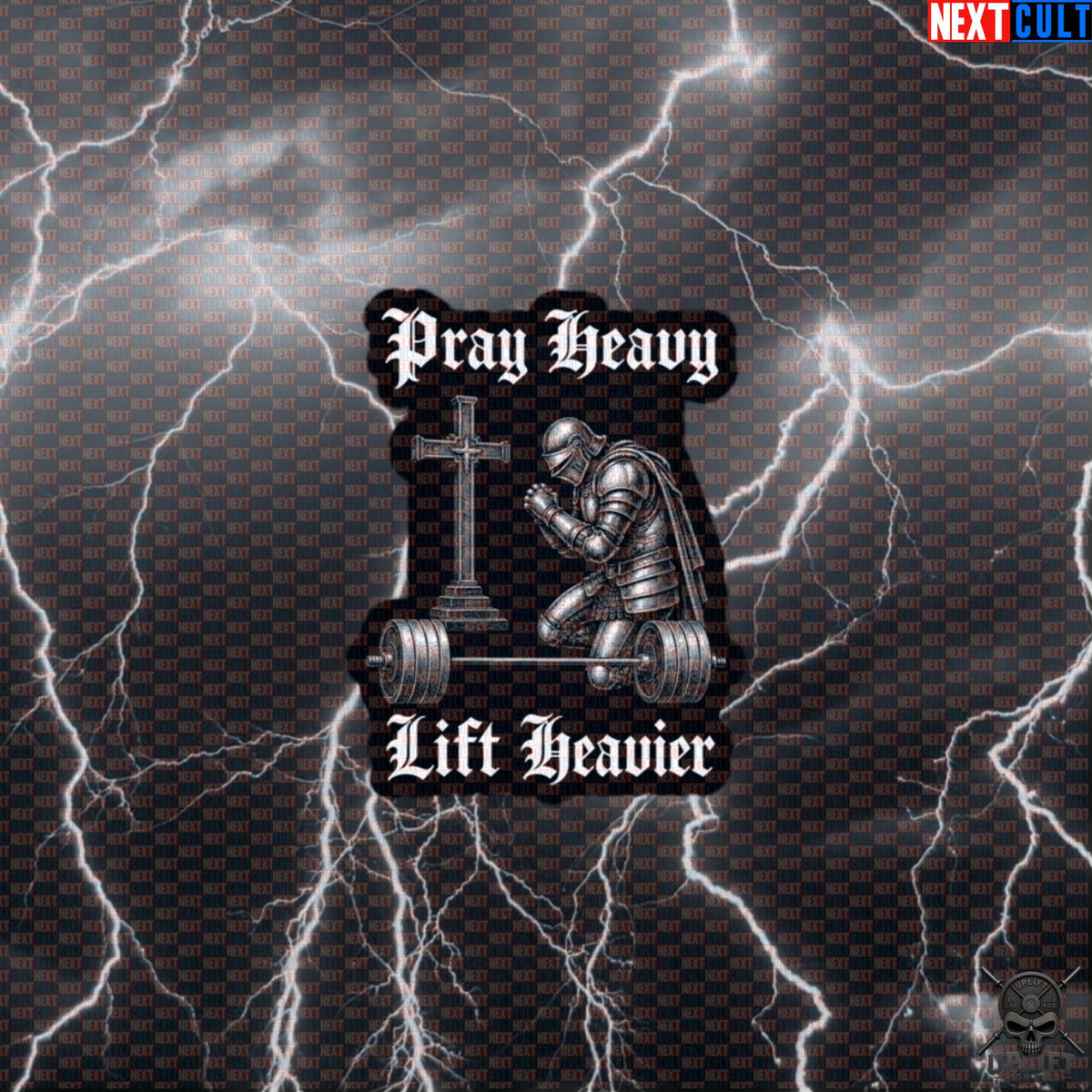 Christian Gym Sticker Pray Heavy Lift Heavier Medieval Knight Decal for Lifters & Powerlifters Default Title Stickers Next Cult Brand