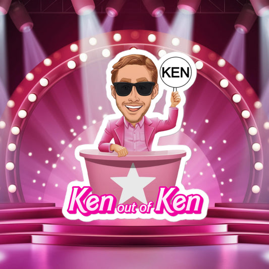 Ken out of Ken Ryan Gosling Barbie Movie Bubble-free stickers 4″×4″ Stickers Barbie Celebrities Ken Movies Ryan Gosling Next Cult Brand