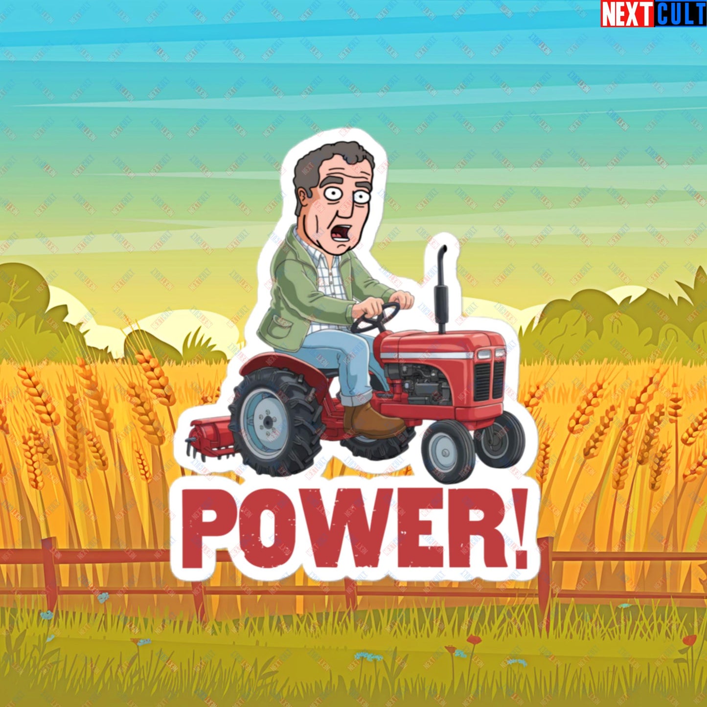 Speed and Power Tractor Jeremy Clarkson's Farm Diddly Squat Grand Tour Top Gear Funny Meme Cartoon Bubble-free stickers 4″×4″ Stickers Clarkson's Farm Grand Tour Jeremy Clarkson Top Gear TV Shows Next Cult Brand