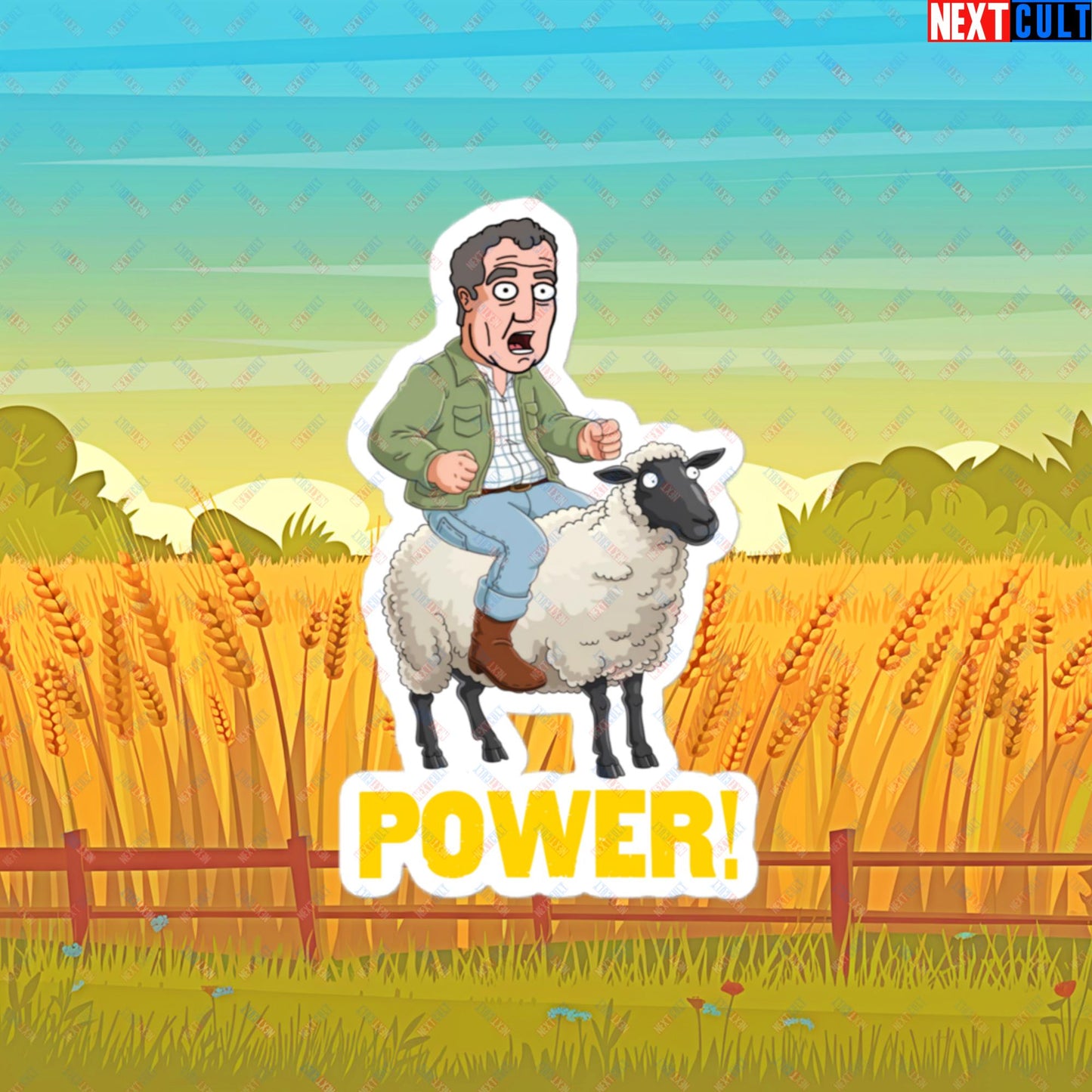 Power Sheep Jeremy Clarkson's Farm Diddly Squat Grand Tour Top Gear Funny Meme Cartoon Bubble-free stickers 4″×4″ Stickers Clarkson's Farm Grand Tour Jeremy Clarkson Top Gear TV Shows Next Cult Brand