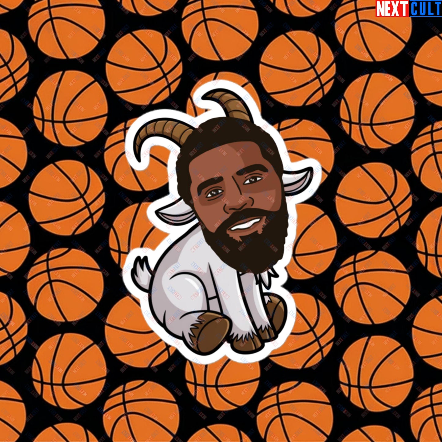 Kyrie Irving G.O.A.T. Sticker - Uncle Drew Basketball Meme Decal - Dallas Mavericks & Cleveland Cavaliers Fan Gift - Funny Cartoon Print for Basketball Lovers Bubble-free stickers 4″×4″ Stickers Basketball Cleveland Cavaliers Dallas Mavericks G.O.A.T. Kyrie Irving NBA Next Cult Brand