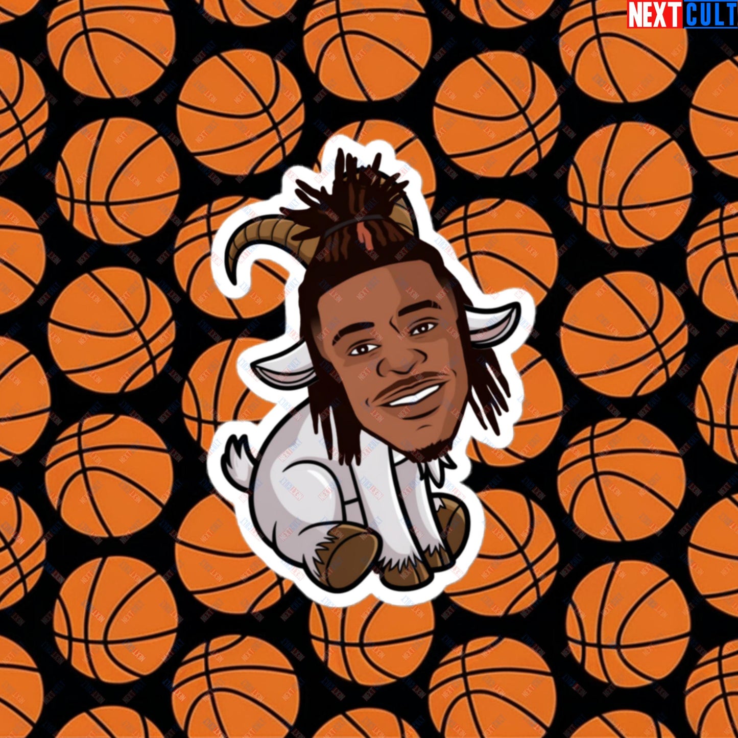 Ja Morant G.O.A.T. Sticker - Funny Basketball Meme Decal - Memphis Grizzlies GOAT Cartoon Design Print - Perfect Gift for Basketball Fans Bubble-free stickers 4″×4″ Stickers Basketball G.O.A.T. Ja Morant Memphis Grizzlies NBA Next Cult Brand