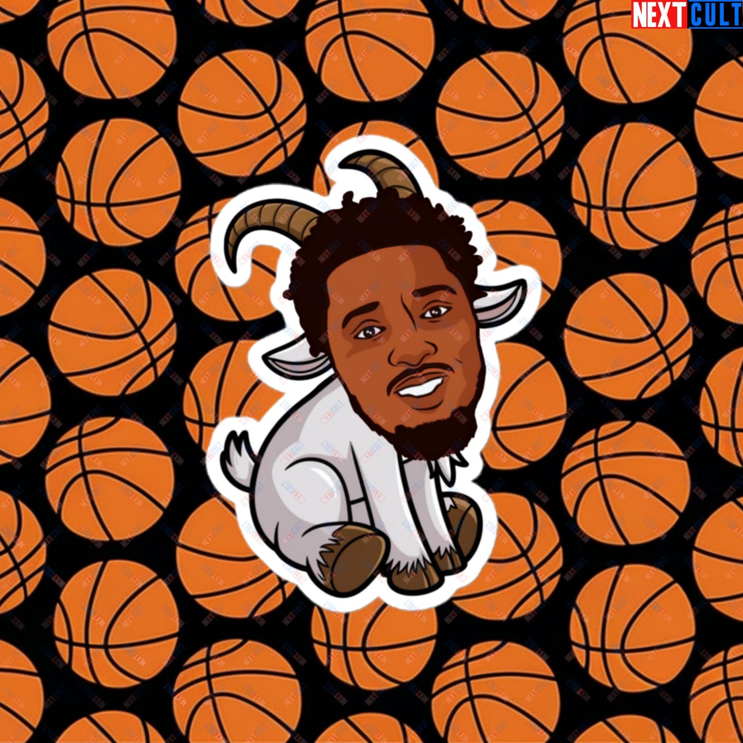 Donovan Mitchell G.O.A.T. Sticker - Cleveland Cavaliers Basketball Meme Decal - Funny GOAT Cartoon Print for Basketball Fans - Perfect Gift for Cavs Supporters Bubble-free stickers 4″×4″ Stickers Basketball Cleveland Cavaliers Donovan Mitchell G.O.A.T. NBA Next Cult Brand