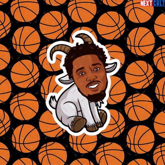 Donovan Mitchell G.O.A.T. Sticker - Cleveland Cavaliers Basketball Meme Decal - Funny GOAT Cartoon Print for Basketball Fans - Perfect Gift for Cavs Supporters Bubble-free stickers 4″×4″ Stickers Basketball Cleveland Cavaliers Donovan Mitchell G.O.A.T. NBA Next Cult Brand