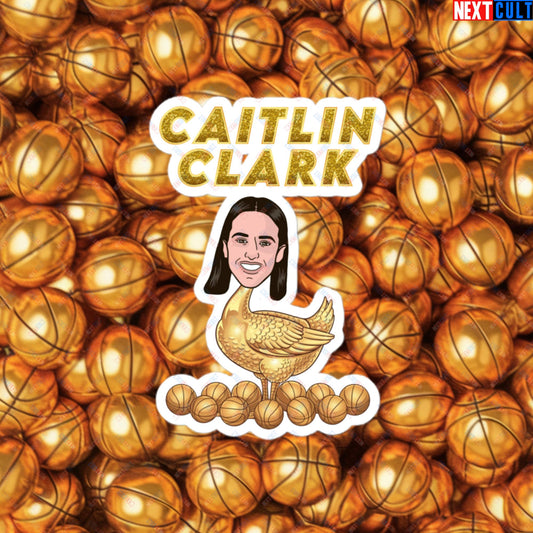 Caitlin Clark Golden Goose Sticker - Women's Basketball Meme Decal - Indiana Fever & WNBA Fan Gift - Funny Cartoon Print for Basketball Lovers Bubble-free stickers 4″×4″ Stickers Basketball Caitlin Clark Indiana Fever WNBA Next Cult Brand