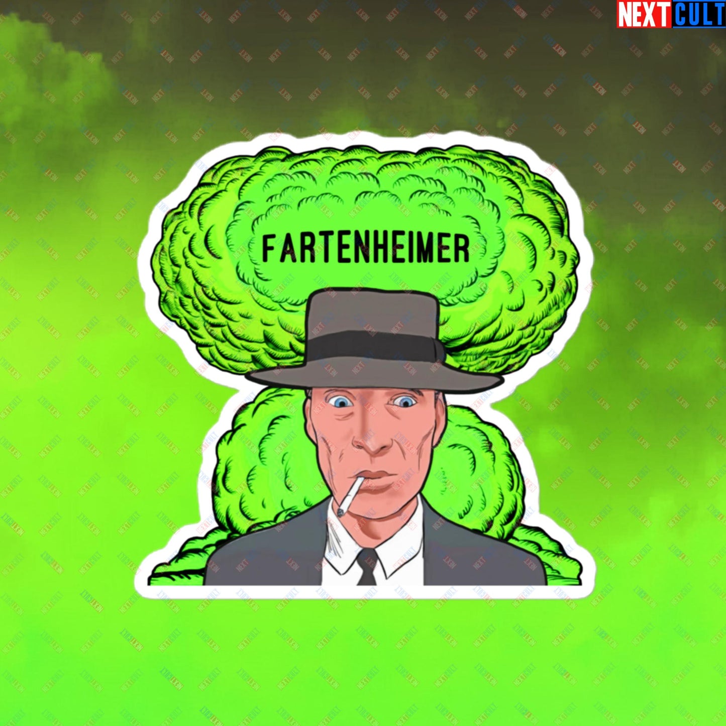 Fartenheimer Sticker - Funny Fart Meme Decal Inspired by Oppenheimer & Nuclear Explosions - Toilet Humor Print Featuring Cillian Murphy Parody - Perfect Gift for Meme Lovers Bubble-free stickers 4″×4″ Stickers Cillian Murphy Movies Oppenheimer Next Cult Brand
