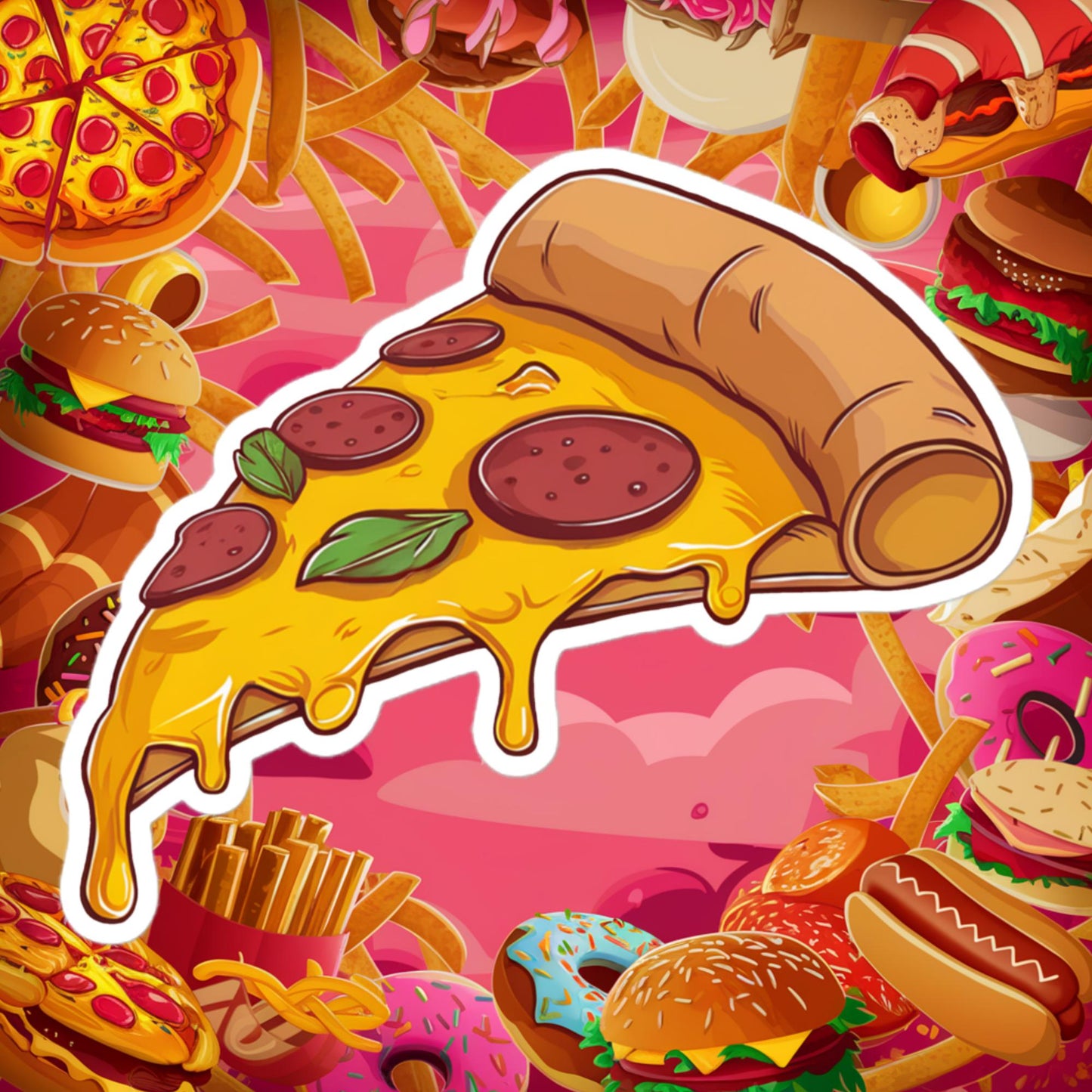 Pizza I Love Pizza Bubble-free stickers 5.5″×5.5″ Stickers Fast Food Pizza Next Cult Brand