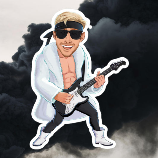 Rockstar Ken Barbie Movie Ryan Gosling Bubble-free stickers 5.5″×5.5″ Stickers Barbie Celebrities Ken Movies Music Rock Music Ryan Gosling Next Cult Brand