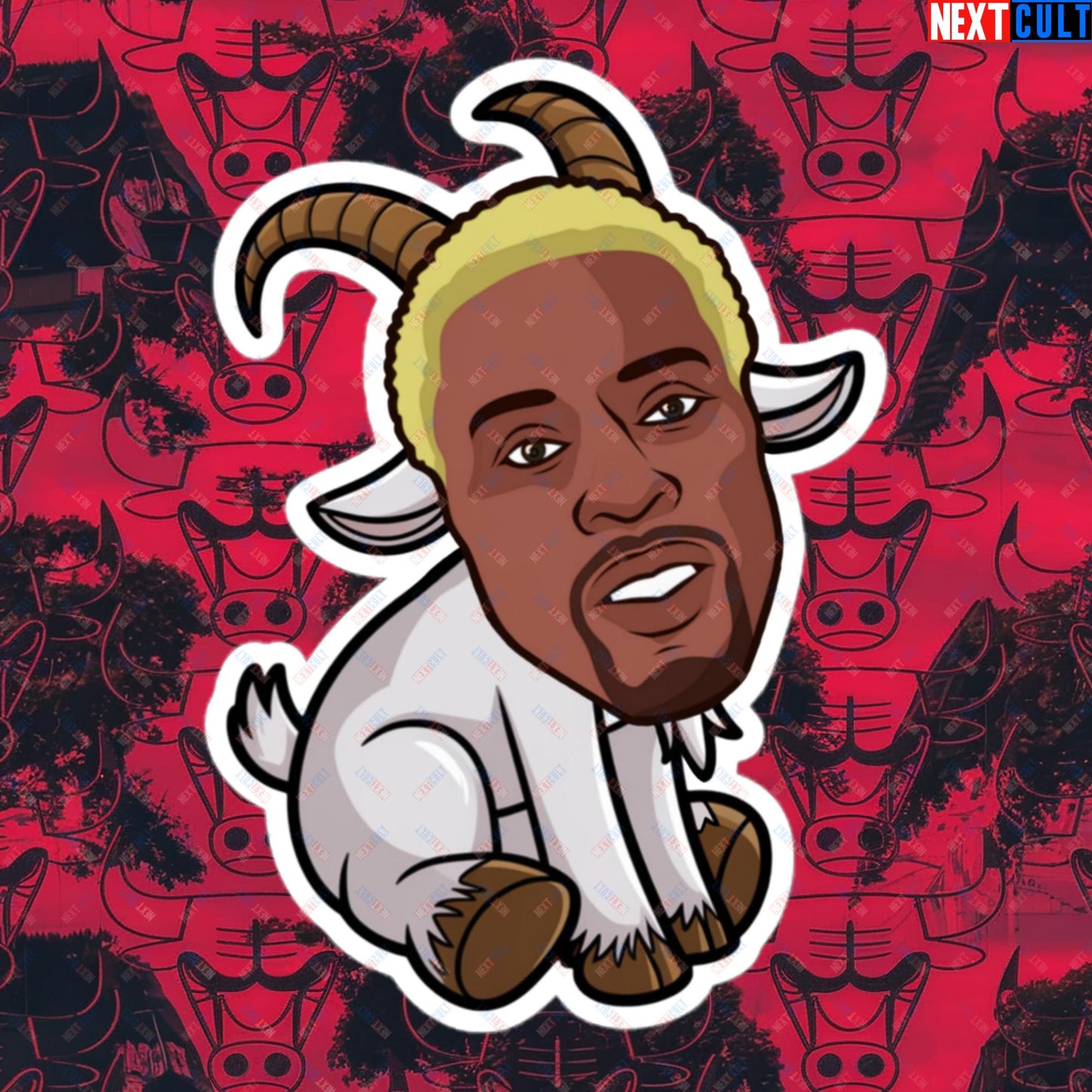 Dennis Rodman G.O.A.T. Sticker - Chicago Bulls Basketball Meme Decal - Greatest of All Time Funny Print for Basketball Fans - Perfect Gift for Rodman Fans Bubble-free stickers 5.5″×5.5″ Stickers Basketball Chicago Bulls Dennis Rodman Detroit Pistons G.O.A.T. NBA Next Cult Brand