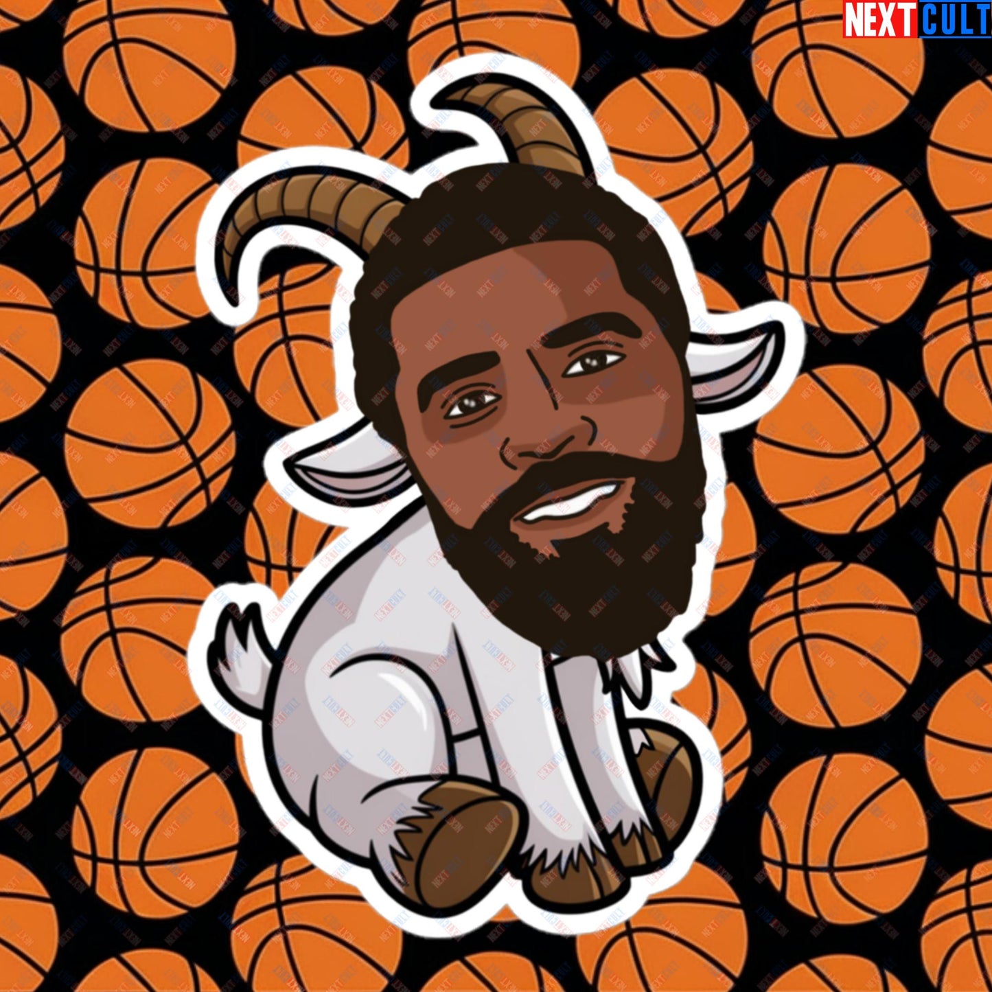 Kyrie Irving G.O.A.T. Sticker - Uncle Drew Basketball Meme Decal - Dallas Mavericks & Cleveland Cavaliers Fan Gift - Funny Cartoon Print for Basketball Lovers Bubble-free stickers 5.5″×5.5″ Stickers Basketball Cleveland Cavaliers Dallas Mavericks G.O.A.T. Kyrie Irving NBA Next Cult Brand