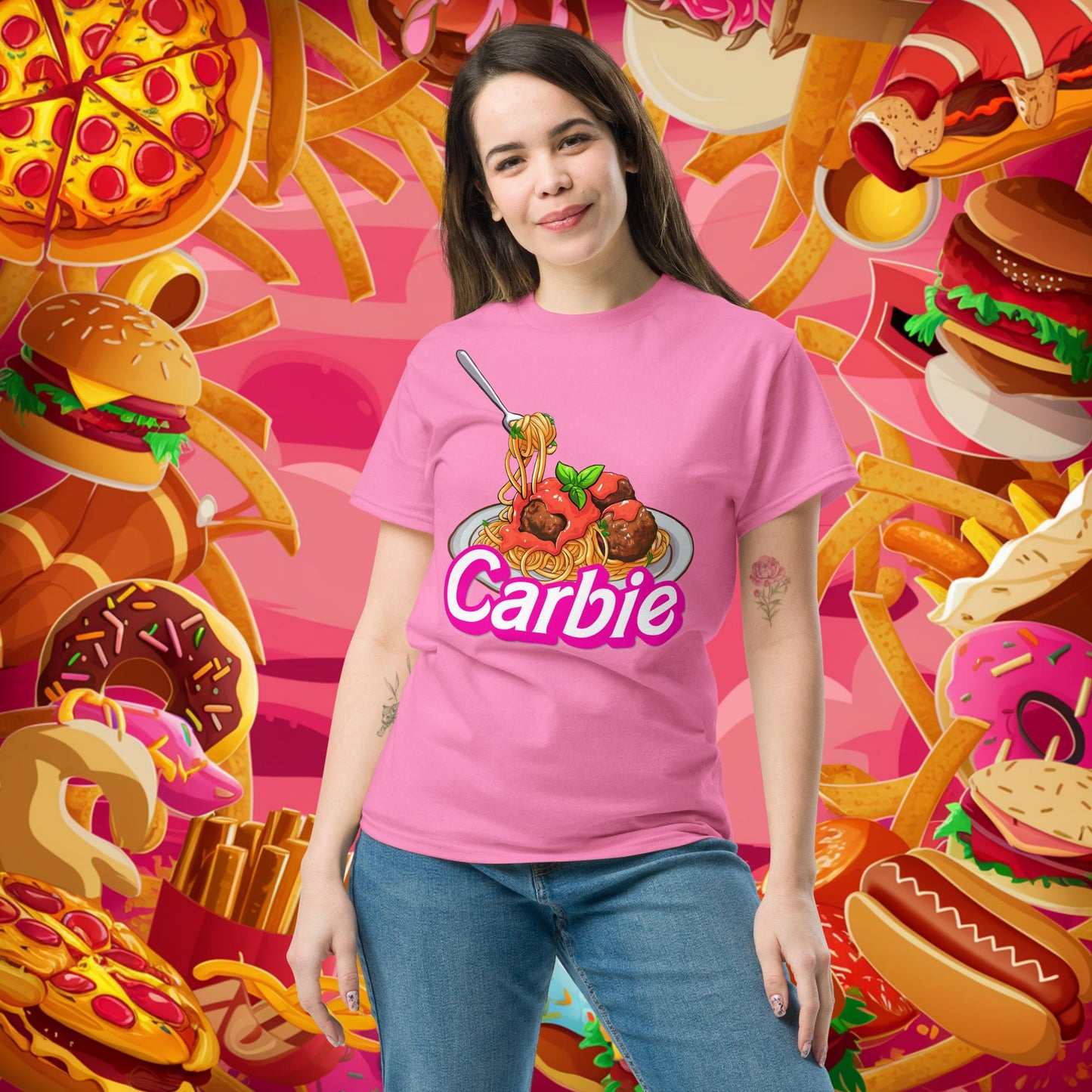 Carbie Barbie I Love Pasta I Love Carbs tee Azalea T-shirts Barbie Carbie Fast Food Fitness Gym Ken Movies Pump Cover Workout Next Cult Brand