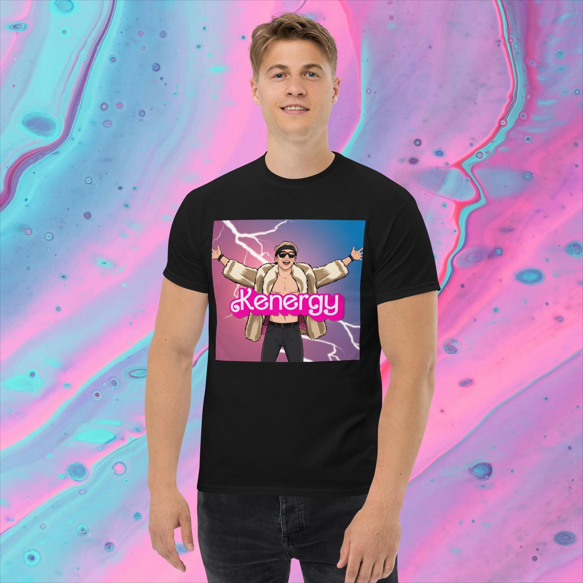 Kenergy Barbie Ryan Gosling Ken classic tee Black T-shirts Barbie Celebrities Ken Kenergy Movies Ryan Gosling Next Cult Brand