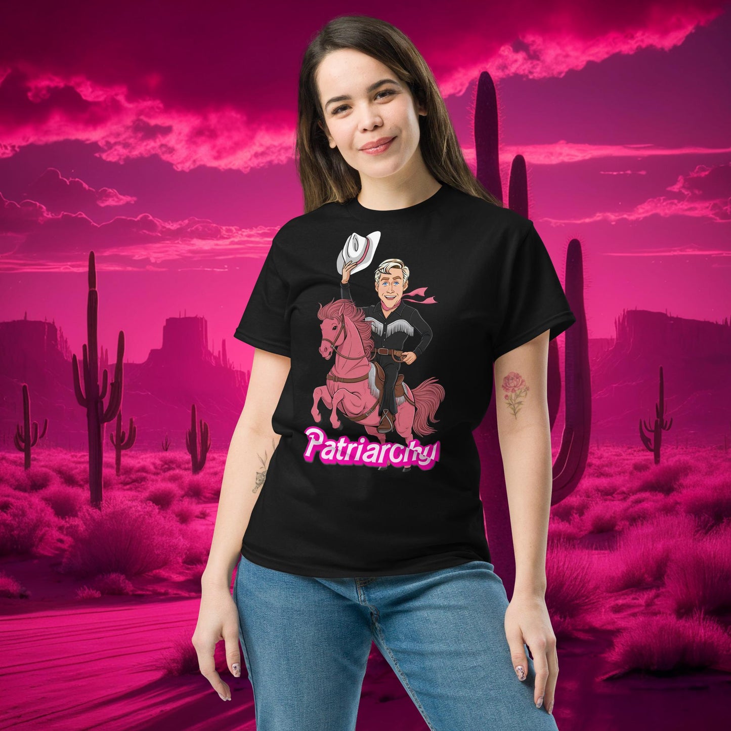Ken Barbie Movie When I found out the patriarchy wasn't just about horses, I lost interest tee Black T-shirts Barbie Celebrities Ken Movies Ryan Gosling Next Cult Brand