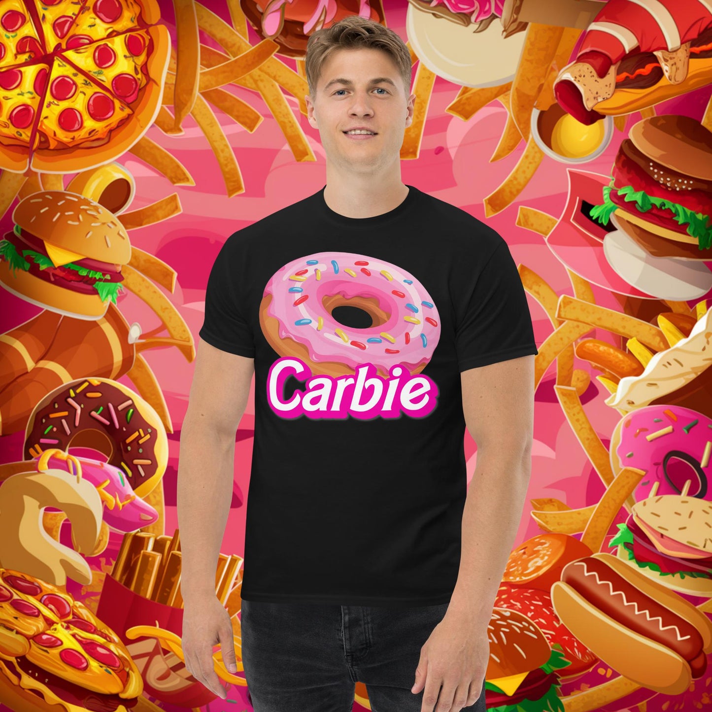 Carbie Barbie I Love Carbs I Love Donuts tee Black T-shirts Barbie Carbie Donuts Fast Food Fitness Gym Ken Movies Pump Cover Workout Next Cult Brand