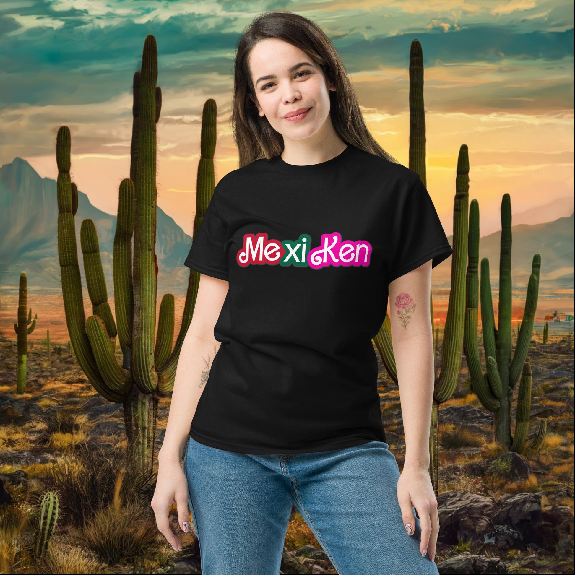 MexiKen Ken Barbie Mexico Mexican Mexicana Latino Latina Latinx tee Black T-shirts Barbie Ken Mexico Movies Next Cult Brand