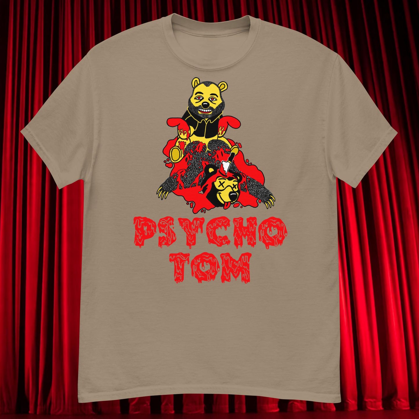 Psycho Tom Segura T-shirt, Tom Segura Shirt, Your Moms House Podcast Shirt, YMH Podcast Shirt, Your Moms House, 2 Bears 1 Cave Shirt, 2B1C Shirt Brown Savana T-shirts 2 Bears 1 Cave Podcasts Stand-up Comedy Tom Segura YMH Next Cult Brand