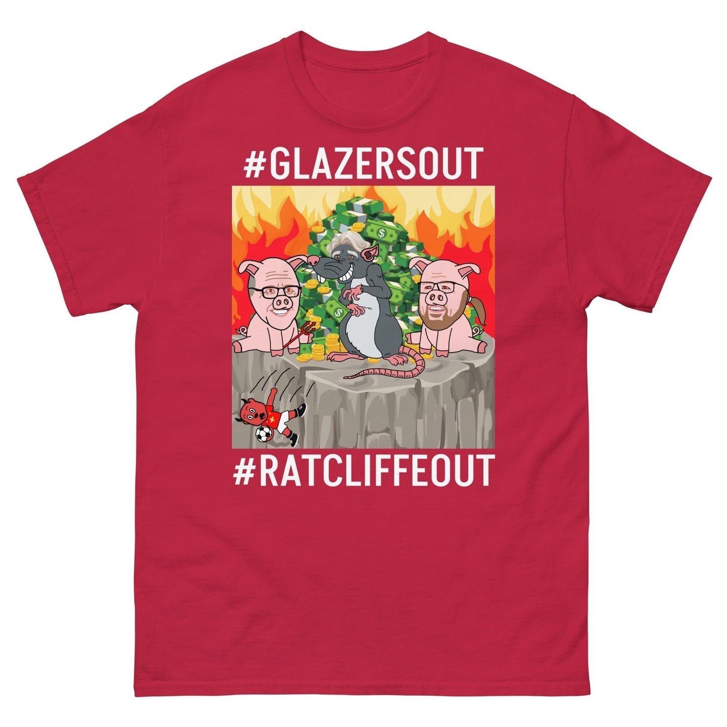 Manchester United Ratcliffe Out, Glazers Out T-shirt, White Letters, #GlazersOut #RatcliffeOut Next Cult Brand Football, GlazersOut, Manchester United, RatcliffeOut
