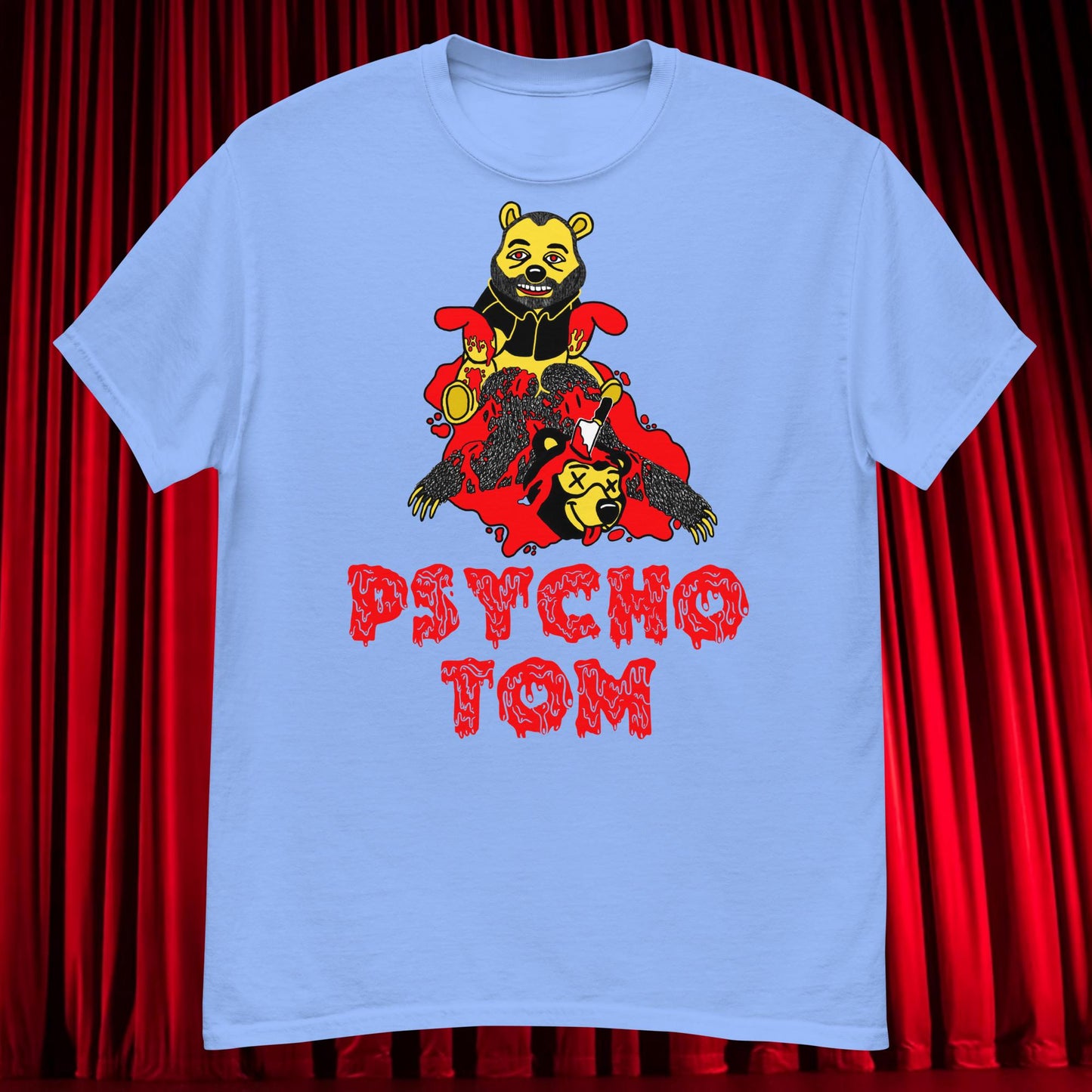Psycho Tom Segura T-shirt, Tom Segura Shirt, Your Moms House Podcast Shirt, YMH Podcast Shirt, Your Moms House, 2 Bears 1 Cave Shirt, 2B1C Shirt Carolina Blue T-shirts 2 Bears 1 Cave Podcasts Stand-up Comedy Tom Segura YMH Next Cult Brand
