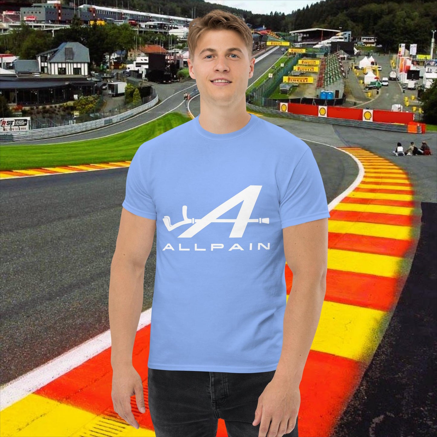 Allpain Alpine F1 Formula 1 Pierre Gasly Esteban Ocon Alpine classic tee Carolina Blue T-shirts Alpine F1 Next Cult Brand