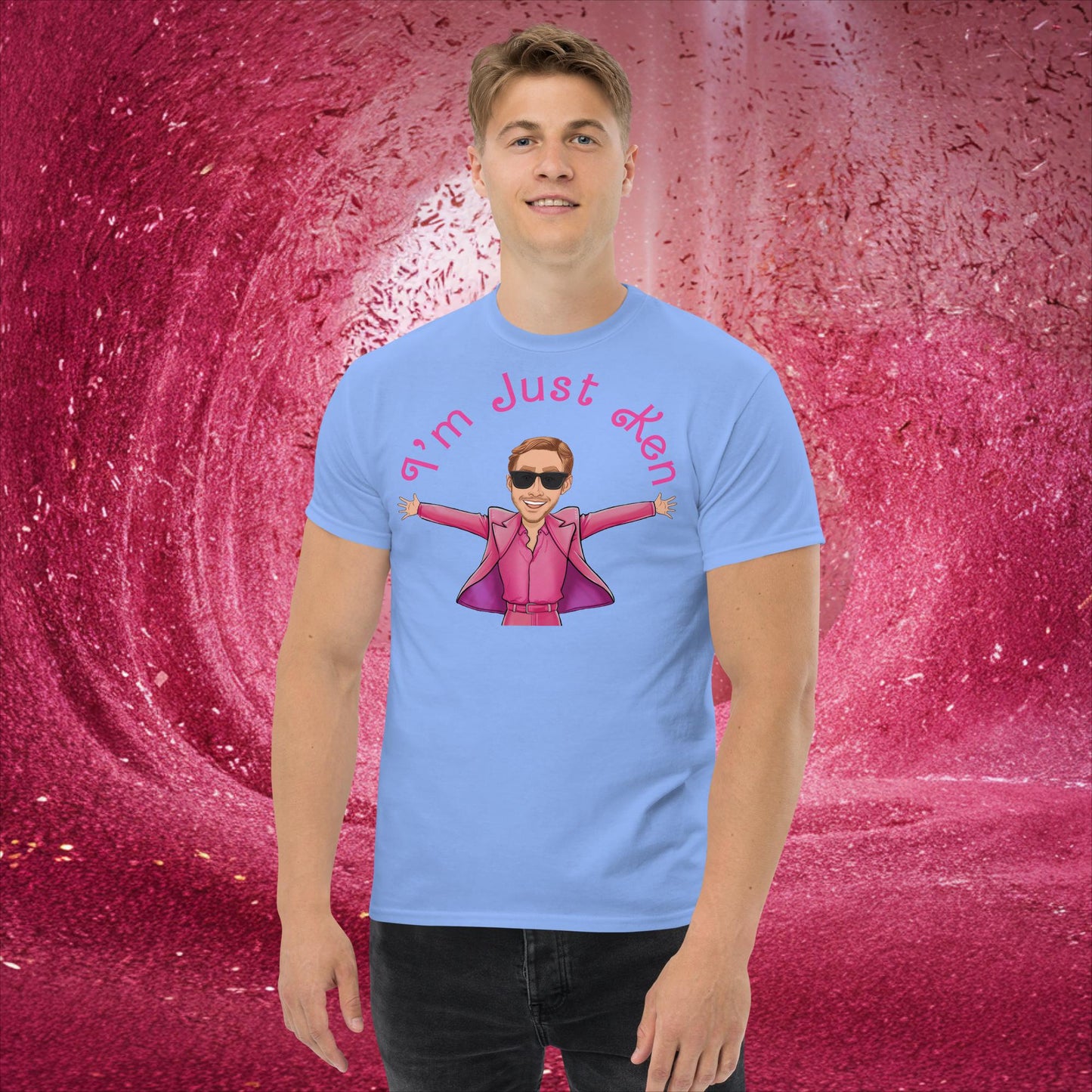 Ken Barbie Ryan Gosling I'm Just Ken classic tee Carolina Blue T-shirts Barbie Celebrities Ken Movies Ryan Gosling Next Cult Brand