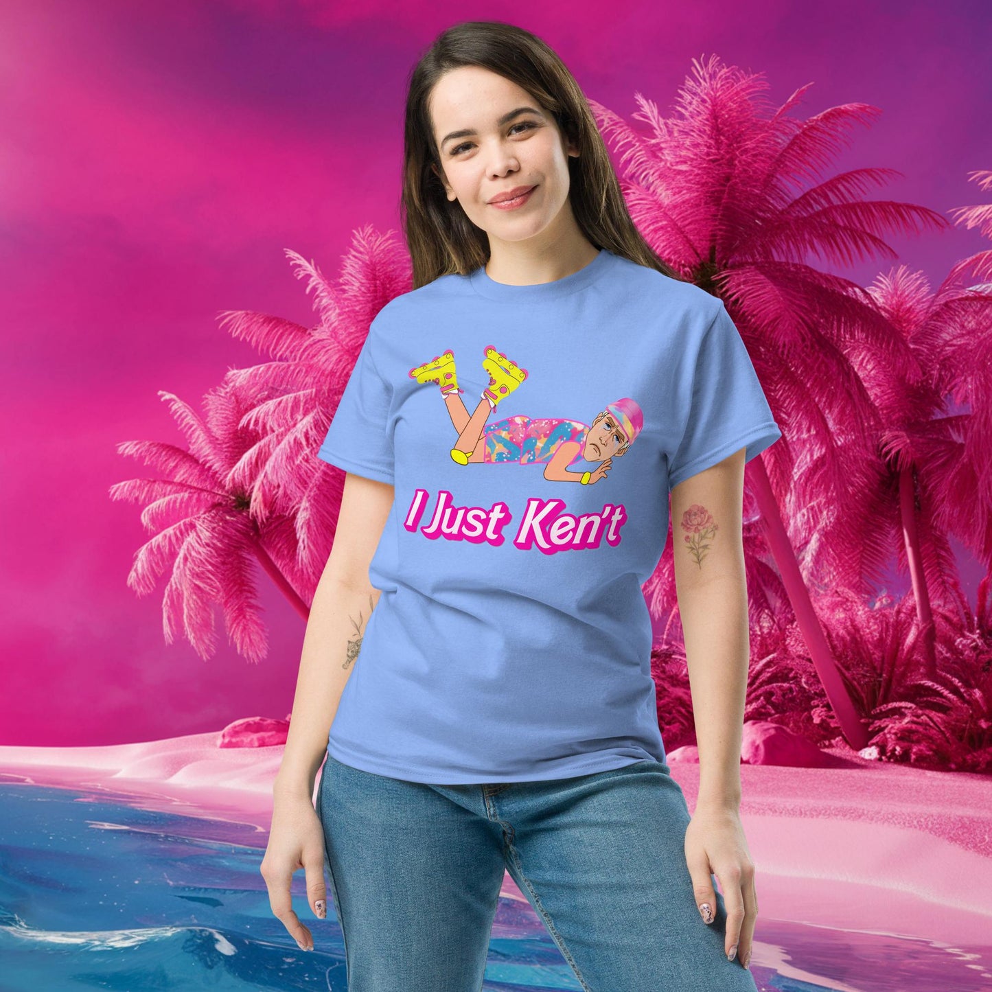 I Just Ken't I just Can't Ryan Gosling Ken Barbie Movie tee Carolina Blue T-shirts Barbie Celebrities Ken Movies Ryan Gosling Next Cult Brand