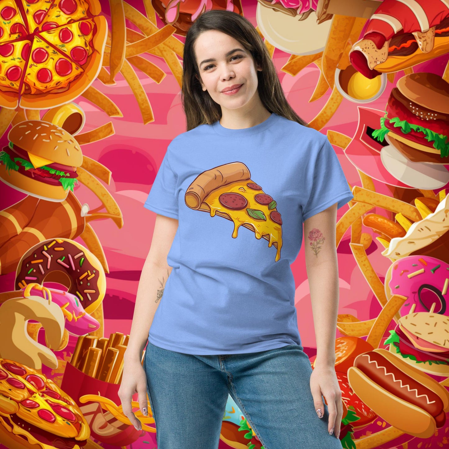Pizza I Love Pizza tee Carolina Blue T-shirts Fast Food Pizza Next Cult Brand