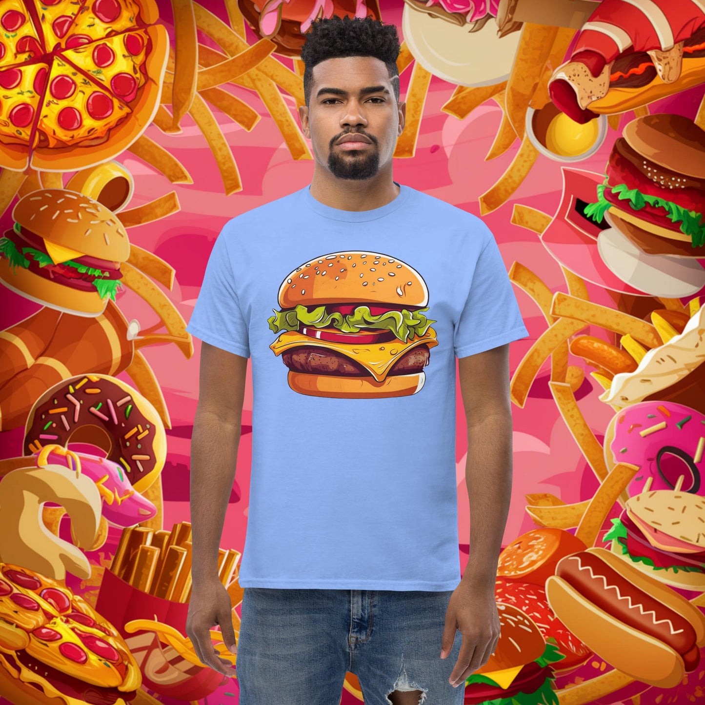 Cheeseburger I Love Burgers tee Carolina Blue T-shirts Burgers Fast Food Next Cult Brand