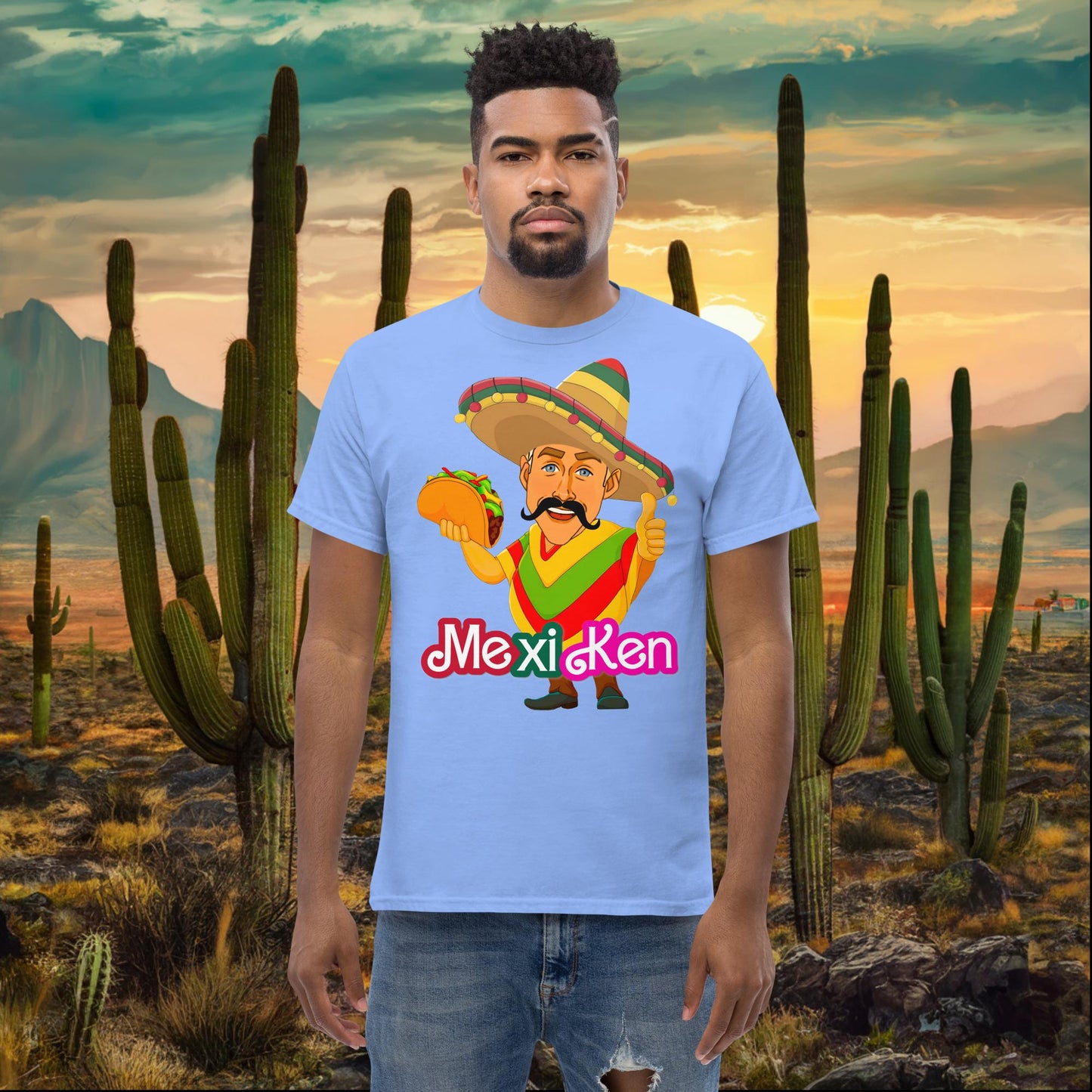 MexiKen Ken Barbie Movie Ryan Gosling Mexican tee Carolina Blue T-shirts Barbie Celebrities Ken Mexico Movies Ryan Gosling Next Cult Brand