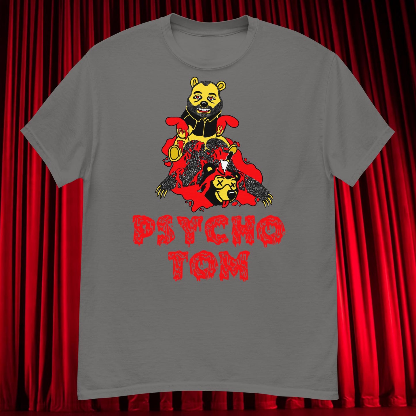 Psycho Tom Segura T-shirt, Tom Segura Shirt, Your Moms House Podcast Shirt, YMH Podcast Shirt, Your Moms House, 2 Bears 1 Cave Shirt, 2B1C Shirt Charcoal T-shirts 2 Bears 1 Cave Podcasts Stand-up Comedy Tom Segura YMH Next Cult Brand