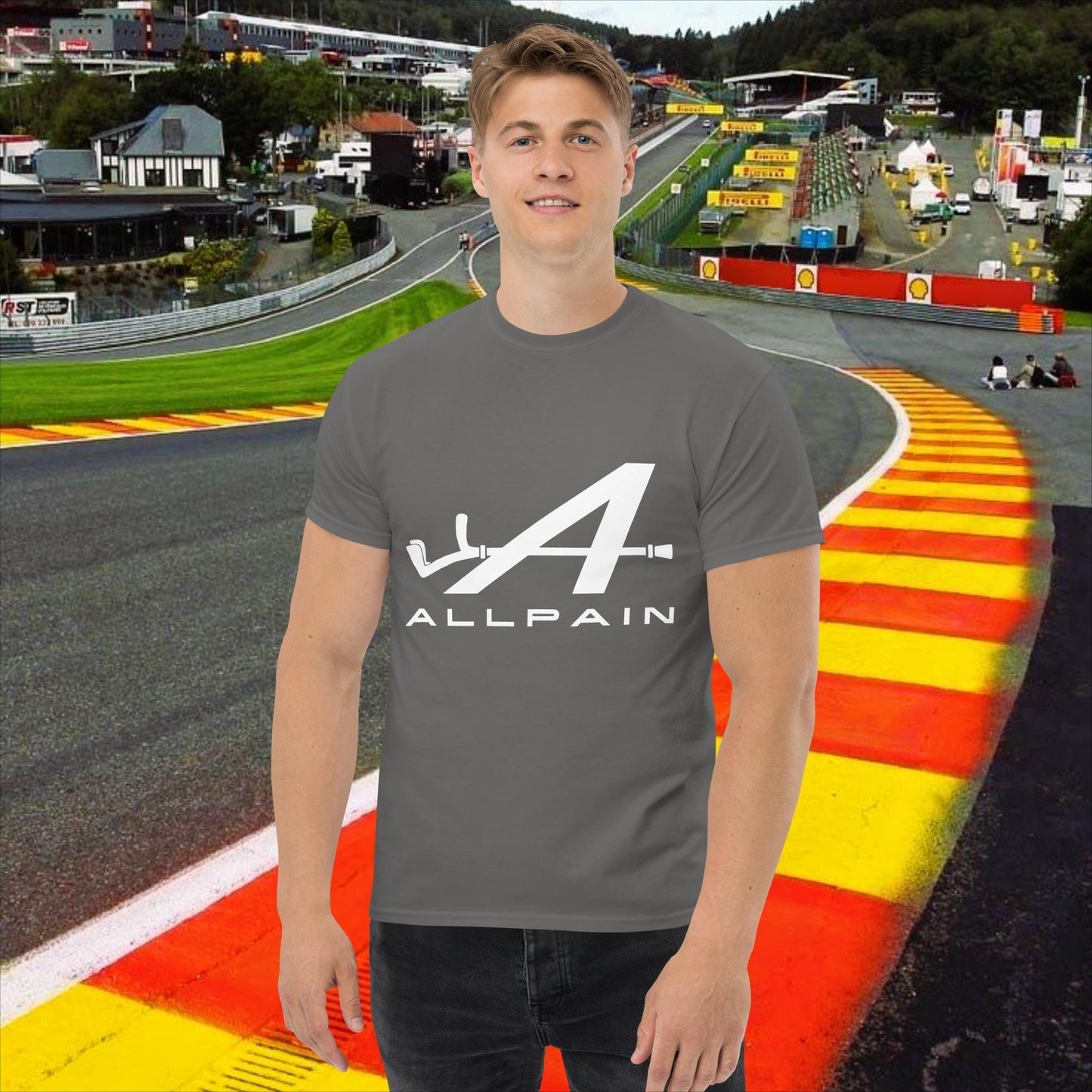 Allpain Alpine F1 Formula 1 Pierre Gasly Esteban Ocon Alpine classic tee Charcoal T-shirts Alpine F1 Next Cult Brand