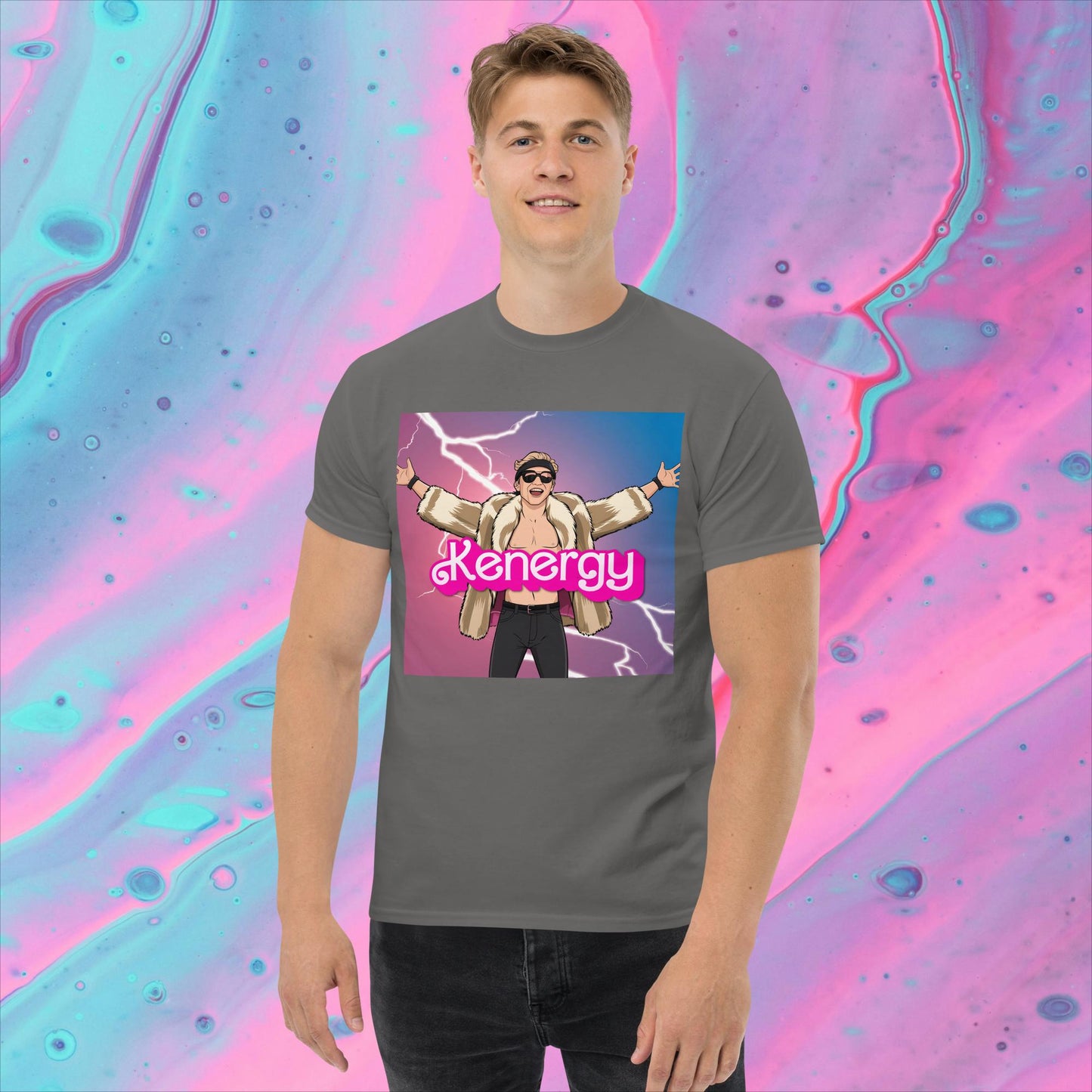 Kenergy Barbie Ryan Gosling Ken classic tee Charcoal T-shirts Barbie Celebrities Ken Kenergy Movies Ryan Gosling Next Cult Brand