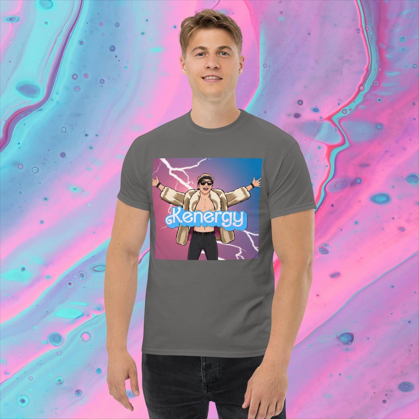 Kenergy Barbie Ryan Gosling Ken classic tee Charcoal T-shirts Barbie Celebrities Ken Kenergy Movies Ryan Gosling Next Cult Brand