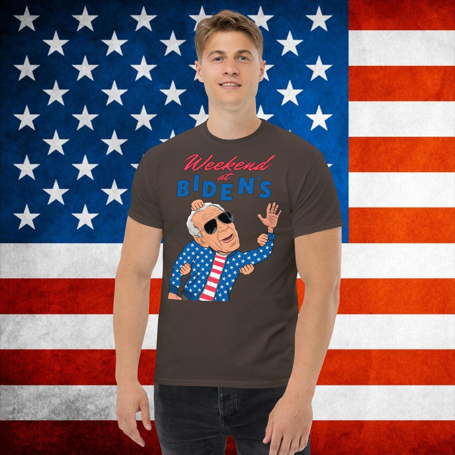 Weekend at Biden's T-shirt Joe Biden Meme Shirt Democrat Tshirt Republican T shirt Trump Shirt Trump Gift Biden Gift 90s T-shirt Vintage Tee Dark Chocolate T-shirts Democrats Joe Biden Politics Next Cult Brand