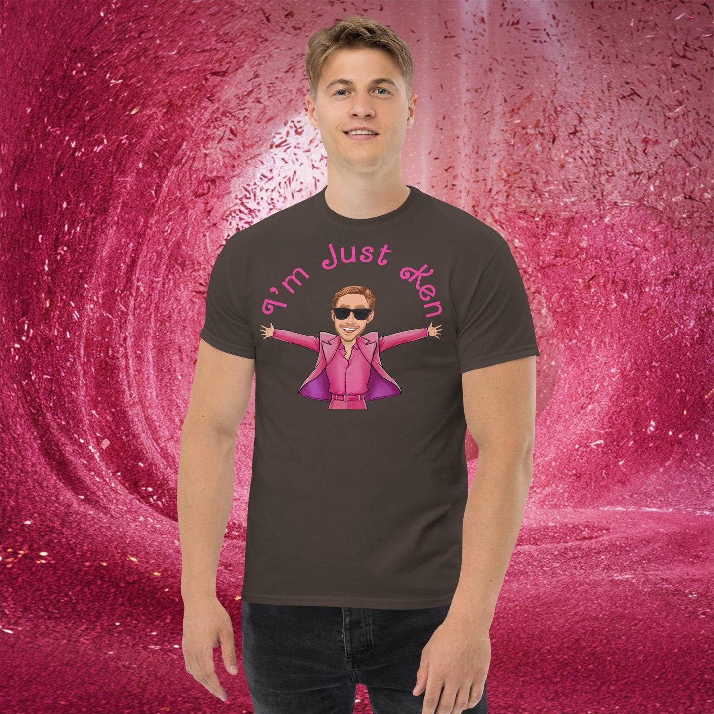 Ken Barbie Ryan Gosling I'm Just Ken classic tee Dark Chocolate T-shirts Barbie Celebrities Ken Movies Ryan Gosling Next Cult Brand